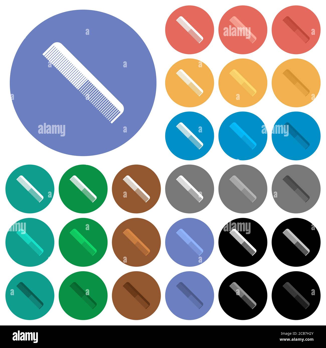Simple comb multi colored flat icons on round backgrounds. Included ...