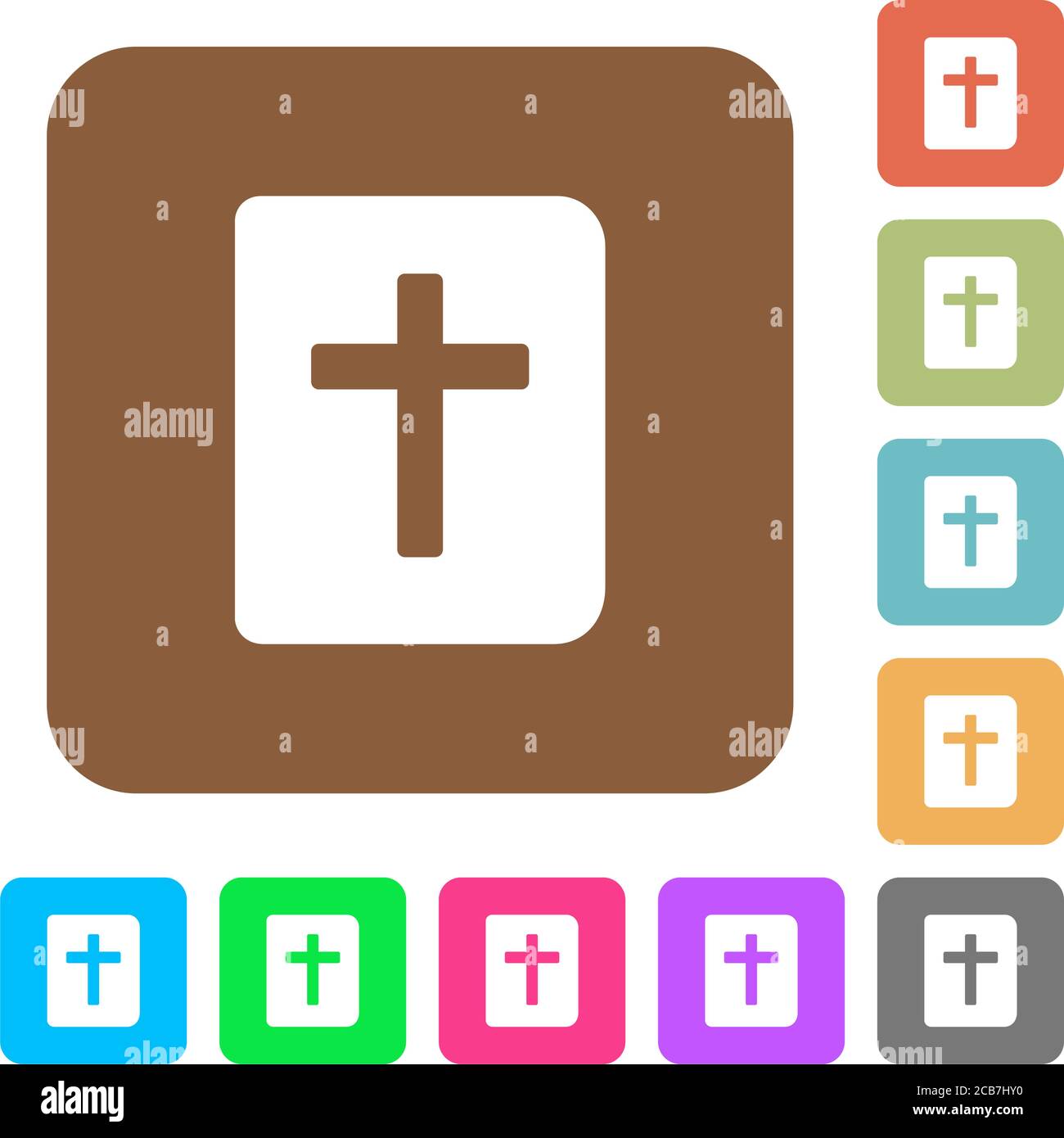Holy bible flat icons on rounded square vivid color backgrounds Stock ...