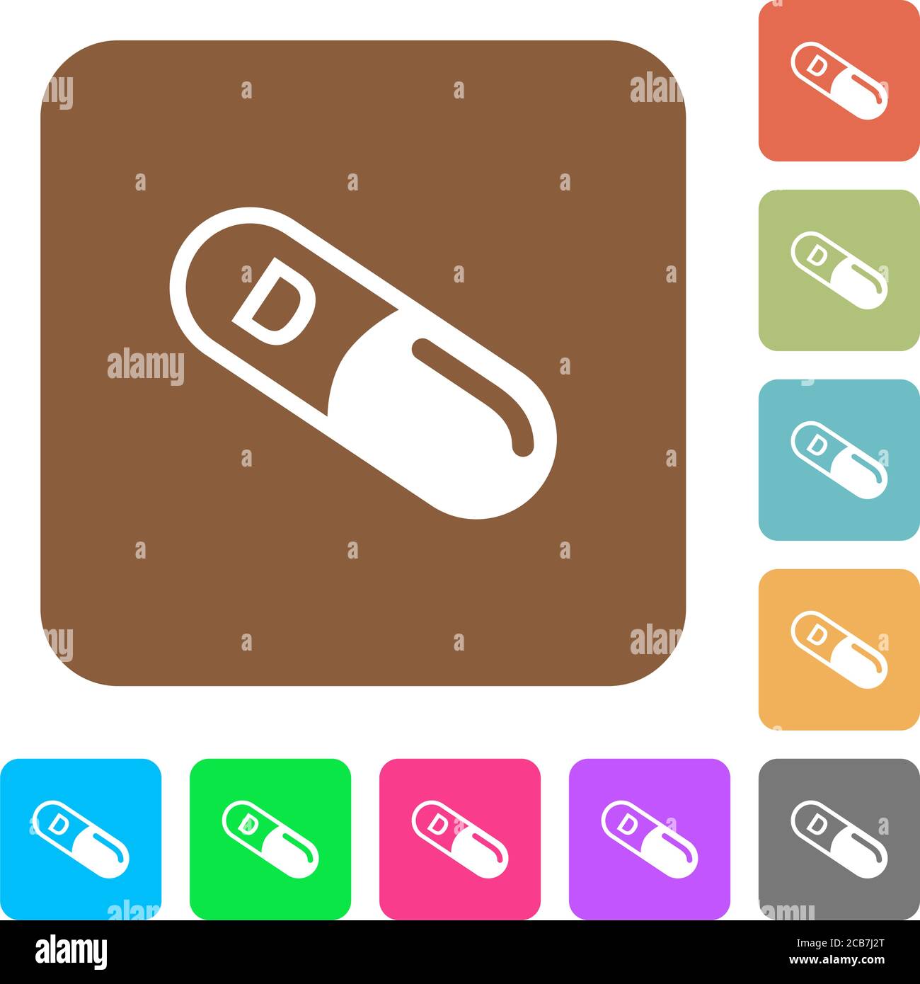 Vitamin D flat icons on rounded square vivid color backgrounds Stock ...