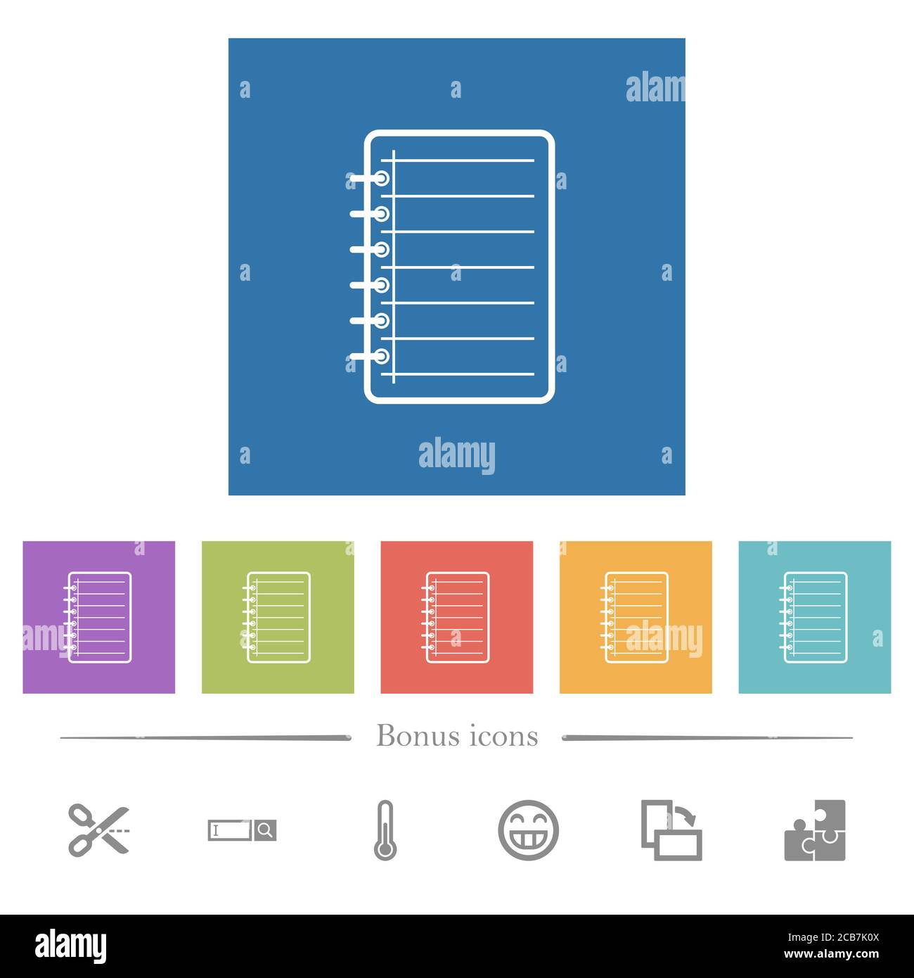 Notepad flat white icons in square backgrounds. 6 bonus icons included ...