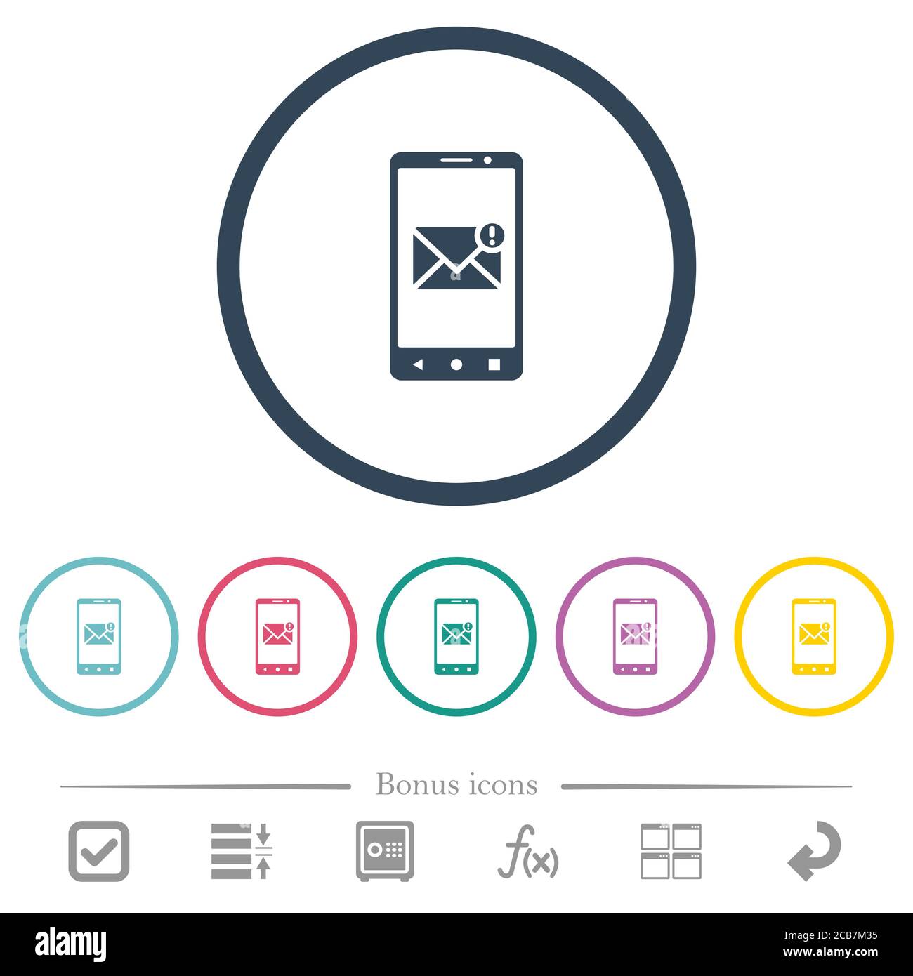 Smartphone incoming message flat color icons in round outlines. 6 bonus ...