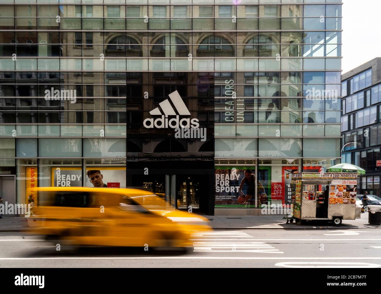 Adidas store on Broadway in Noho in New York on Thursday, August 6, 2020.  Adidas reported revenue sales for its second quarter down 34%. (© Richard  B. Levine Stock Photo - Alamy
