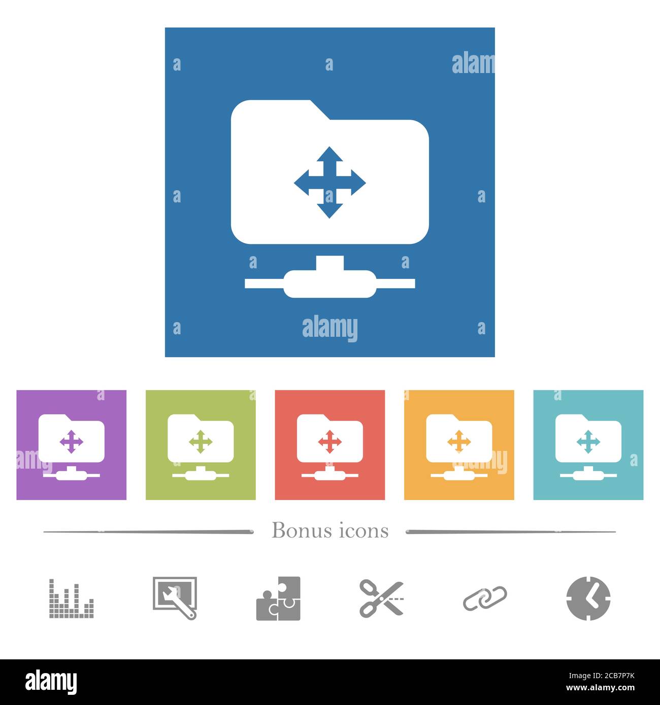 FTP move flat white icons in square backgrounds. 6 bonus icons included ...