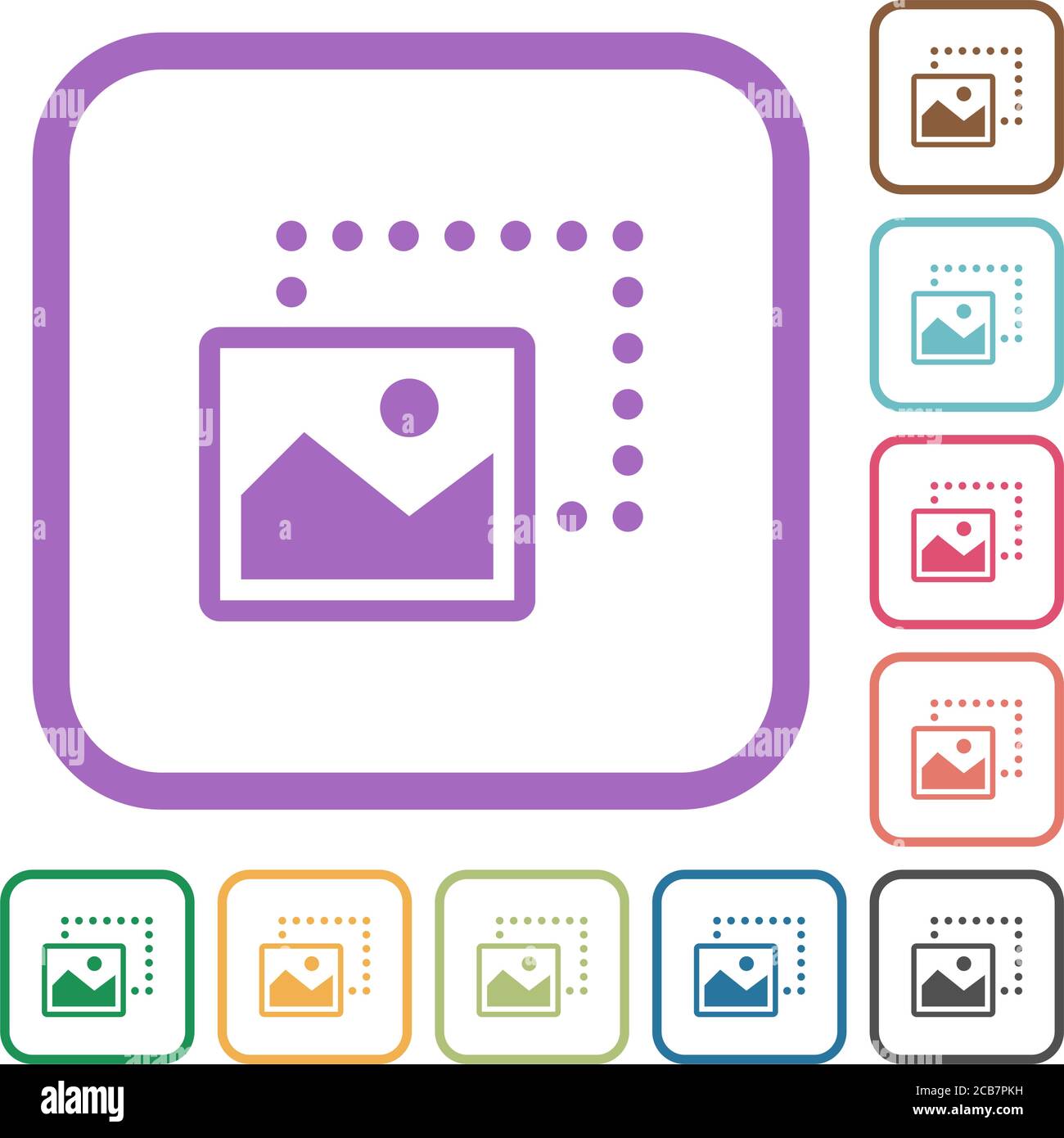Drag image to bottom left simple icons in color rounded square frames ...