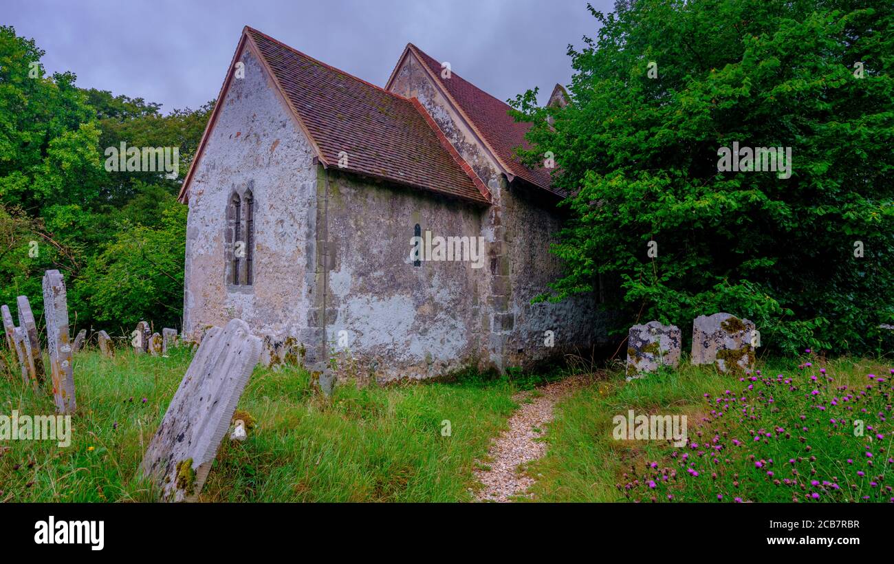 Midhurst, UK - July 25, 2020:  St Mary's Church in Chithurst near Midhurst in the South Downs National Park, West Sussex, UK Stock Photo