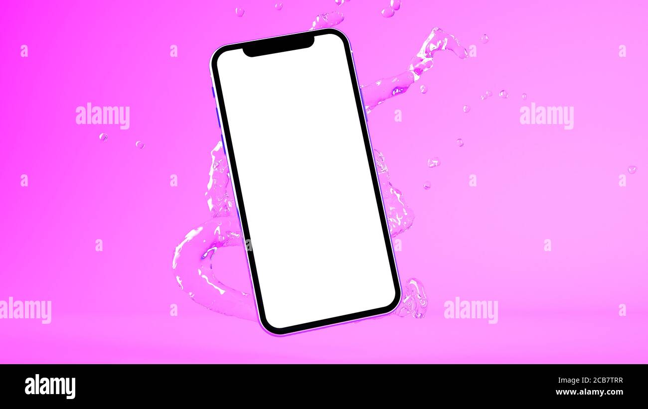 Smartphone Mockup with water splash 3d rendering Stock Photo