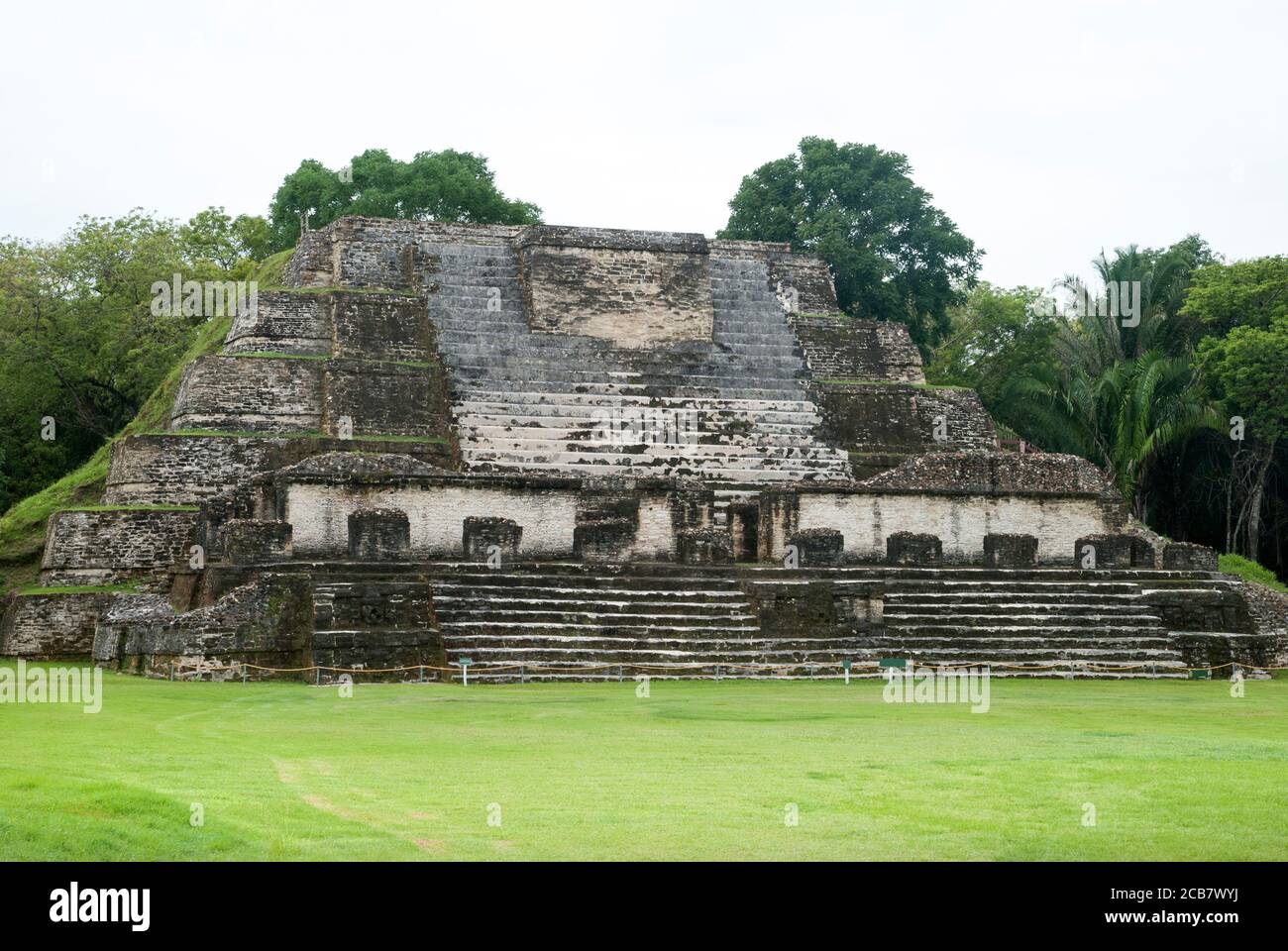 The Sun God temple pyramid in Altun Ha ancient Mayan city, the