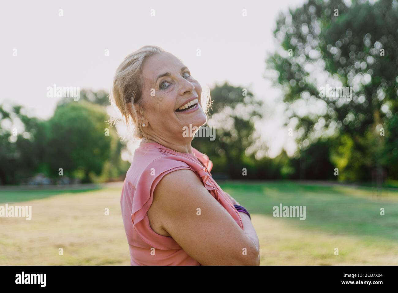 Happy grandmother enjoying sunset hi-res stock photography and images ...