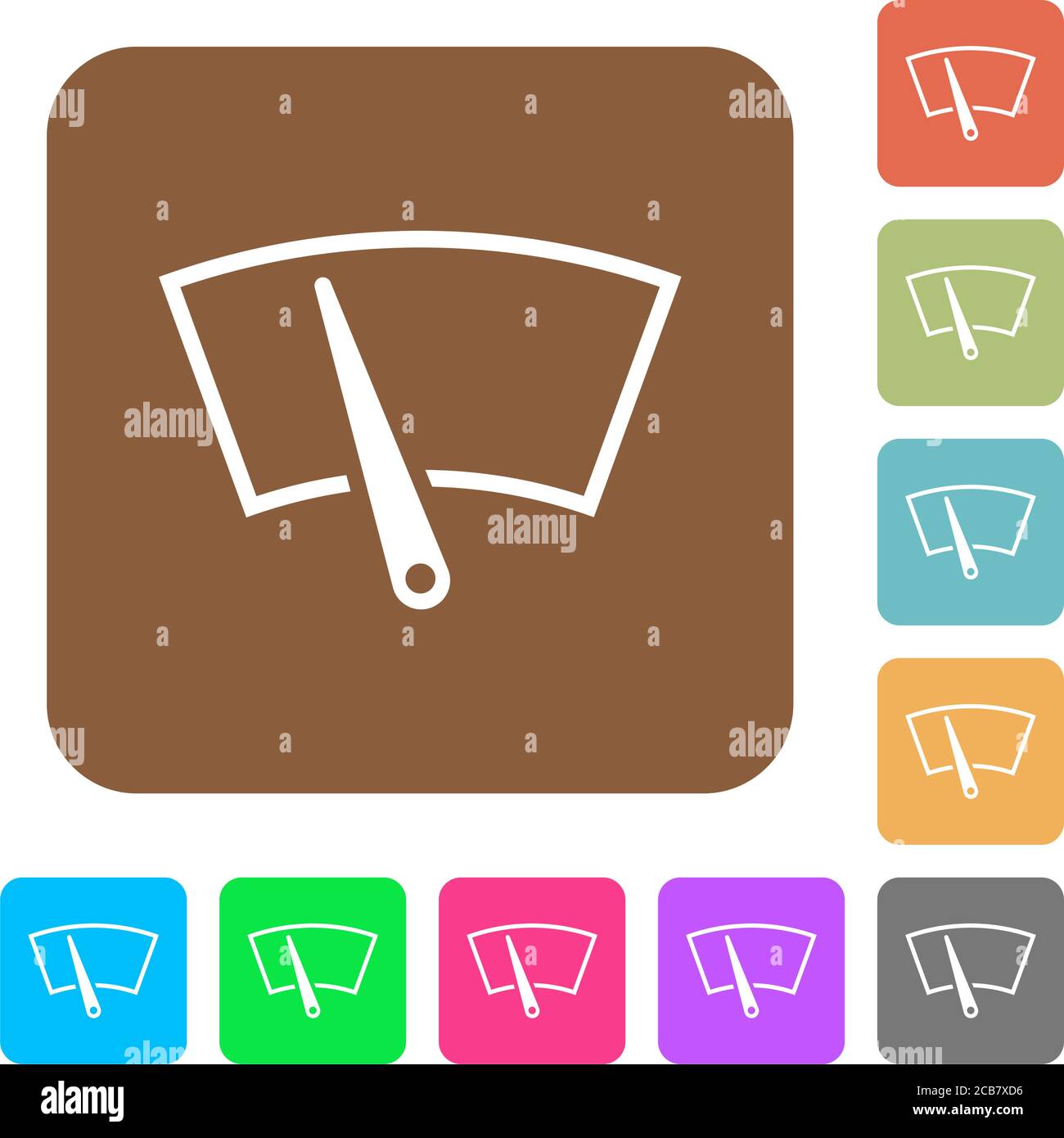 Windshield wiper flat icons on rounded square vivid color backgrounds ...