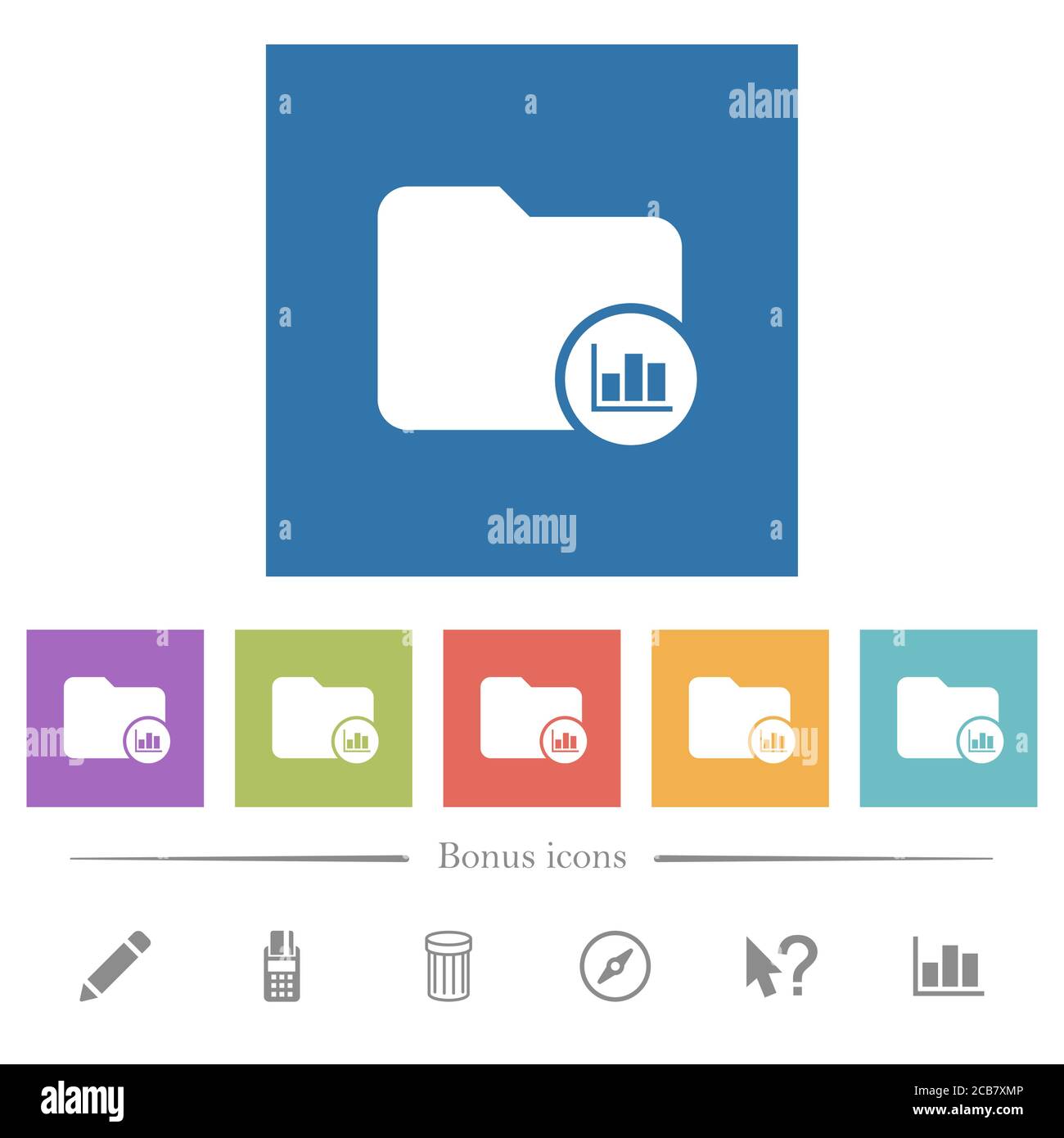 Directory usage statistics flat white icons in square backgrounds. 6 ...