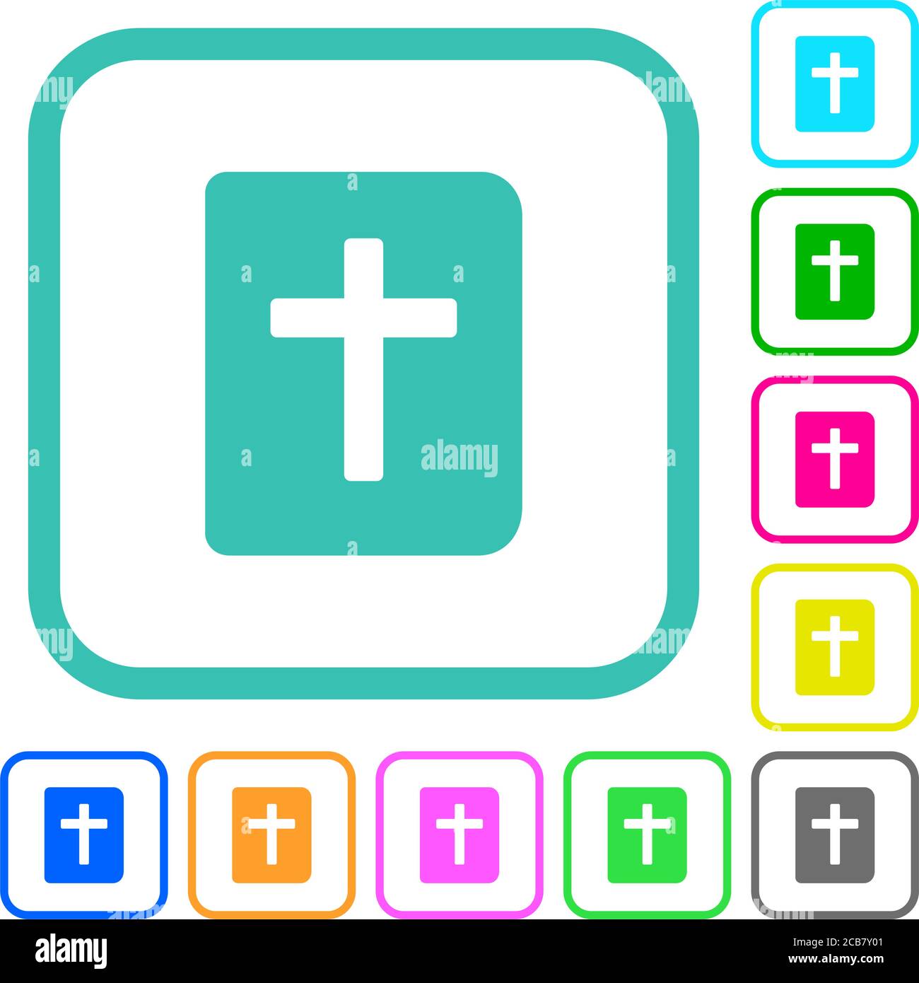 Holy bible vivid colored flat icons in curved borders on white ...