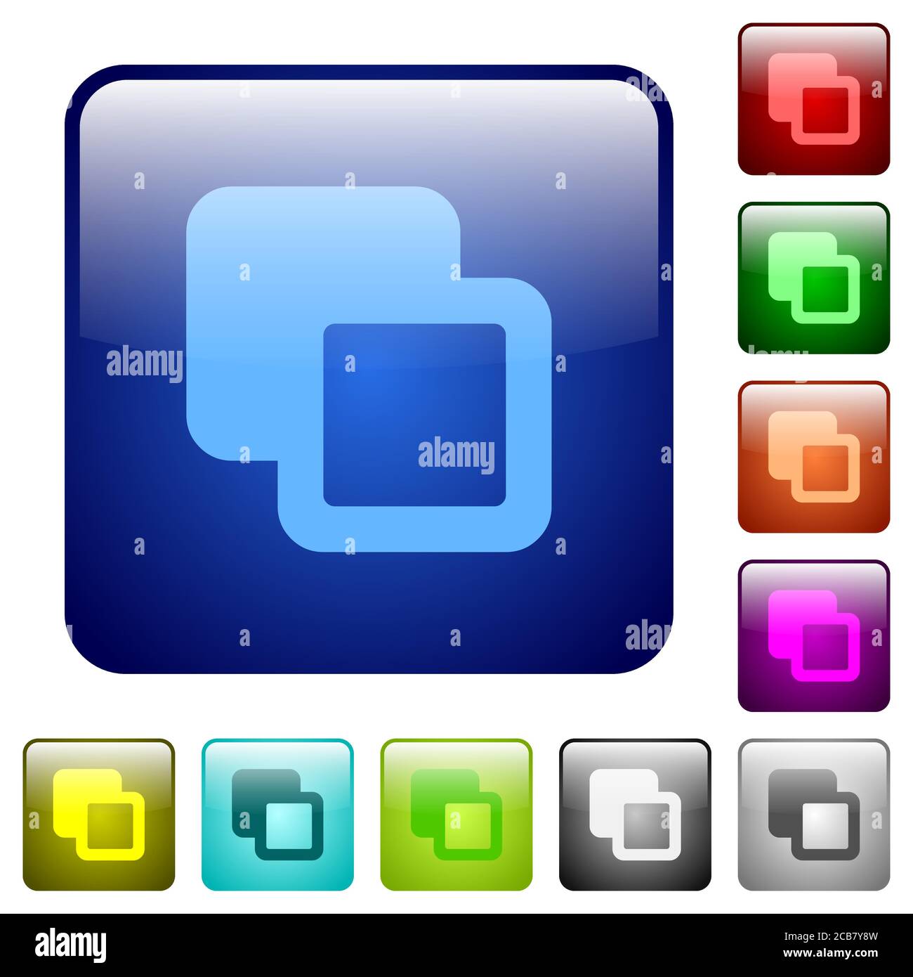 Subtract shapes icons in rounded square color glossy button set Stock ...