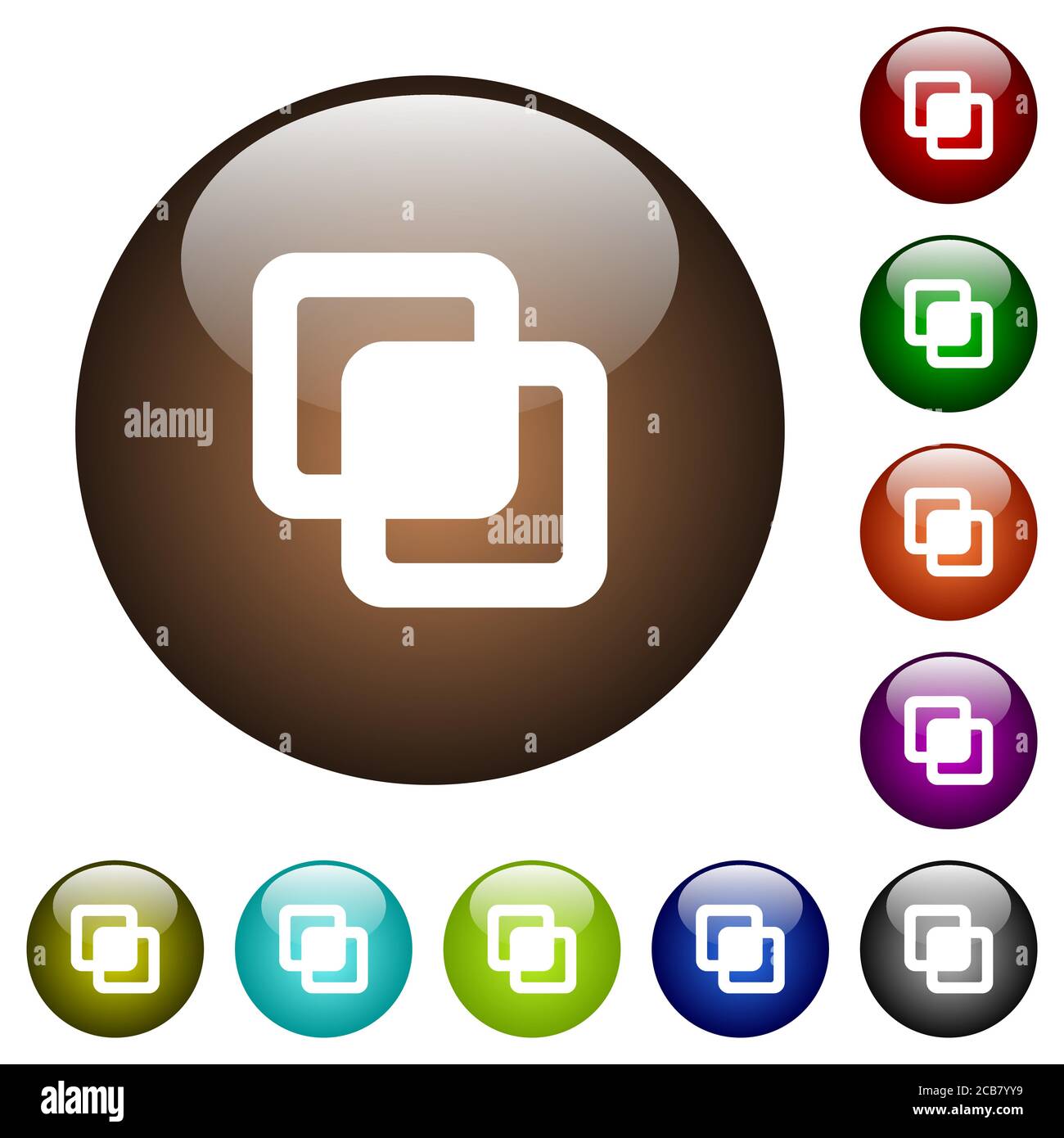 Intersect shapes white icons on round glass buttons in multiple colors ...