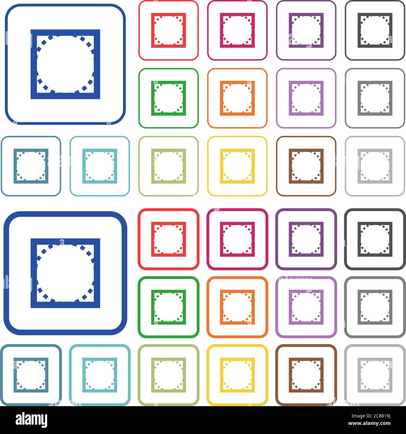 Rounded corner settings color flat icons in rounded square frames. Thin ...