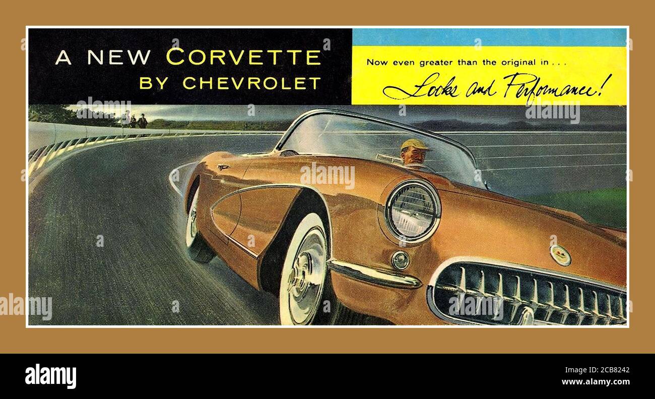 1959 Chevrolet Corvette Sports Coupe Motorcar Advertisement America Americana USA Stock Photo