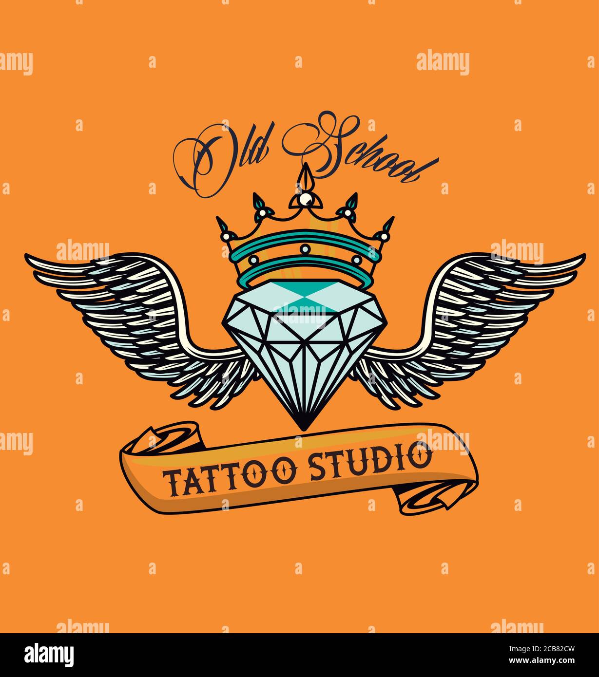 Luxury Diamond with Crown Tattoo Studio Graphic Stock Vector  Illustration  of elegant sign 193194877