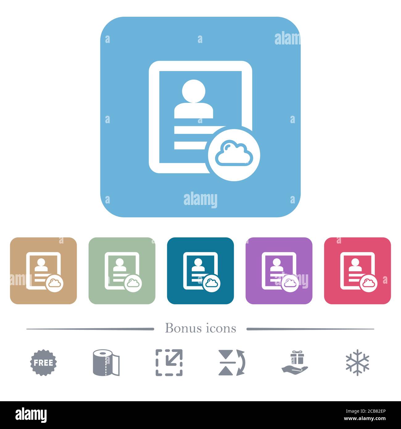 Cloud contact white flat icons on color rounded square backgrounds. 6 ...