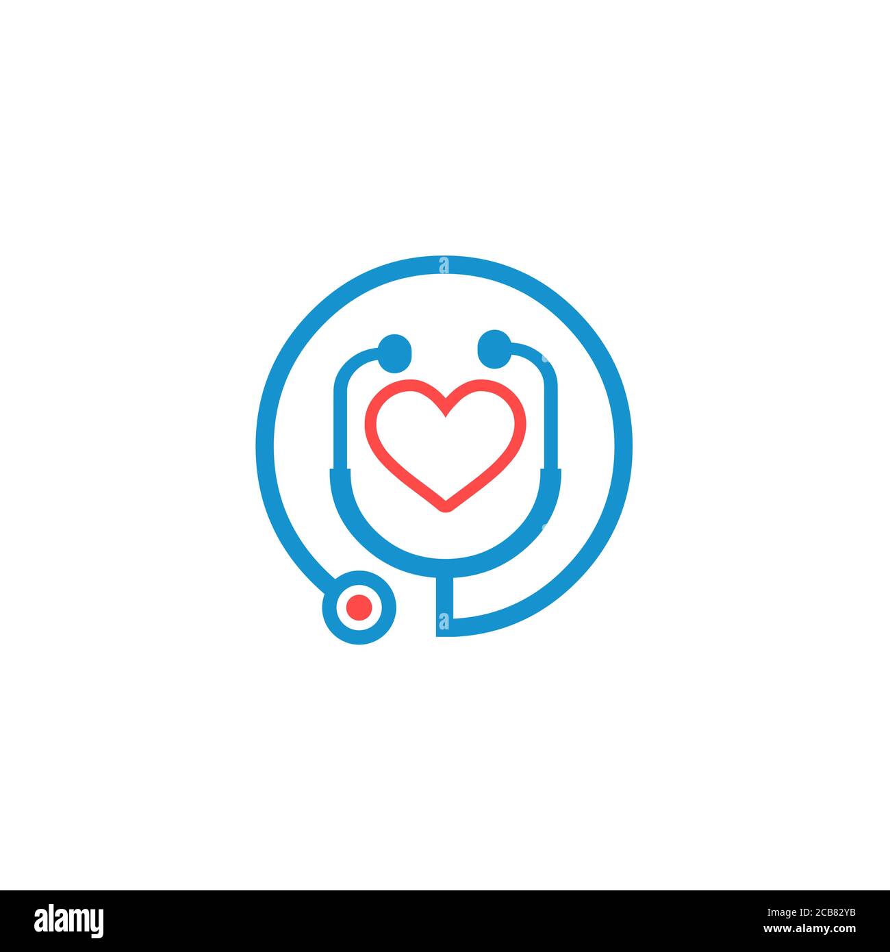 Stethoscope  cardiology doctor illustration vector logo design. Stock Vector