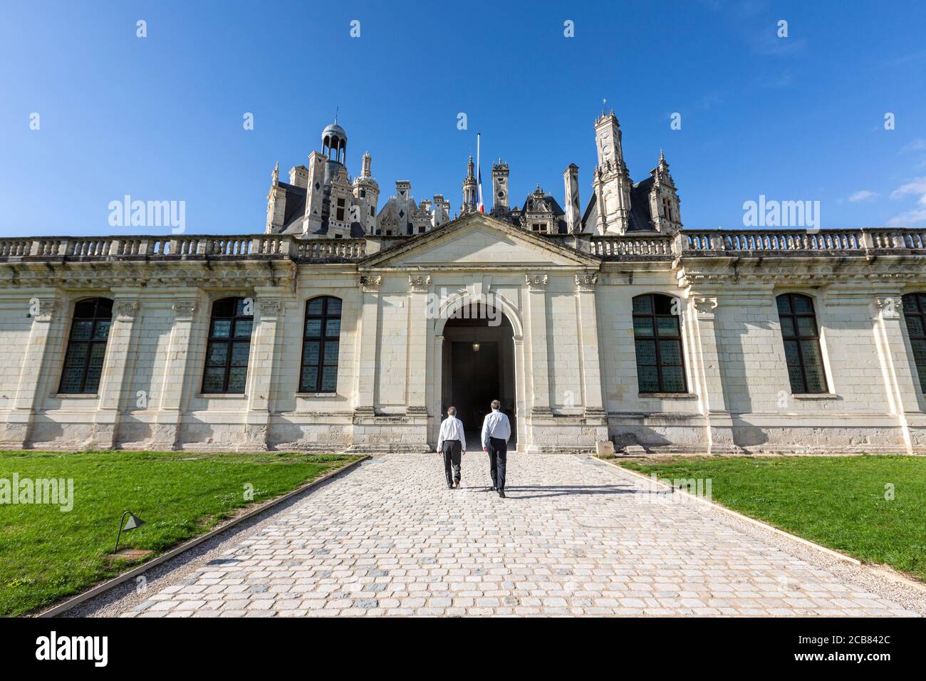 Entrance to Château de Chambord, Chambord, Loir-et-Cher, France, Stock Photo