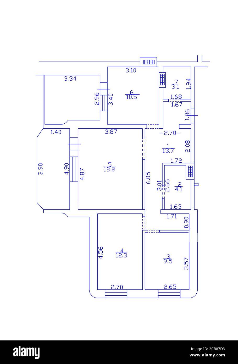 Floor Plan Apartment Blueprint With Construction Elements House Project Stock Photo Alamy