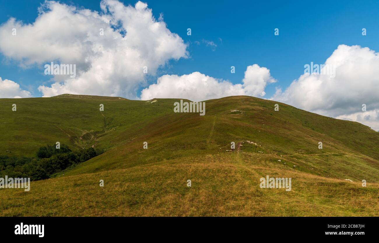 Beautiful Muntii Valcan mountains above Jiul de Vest river valley in ...