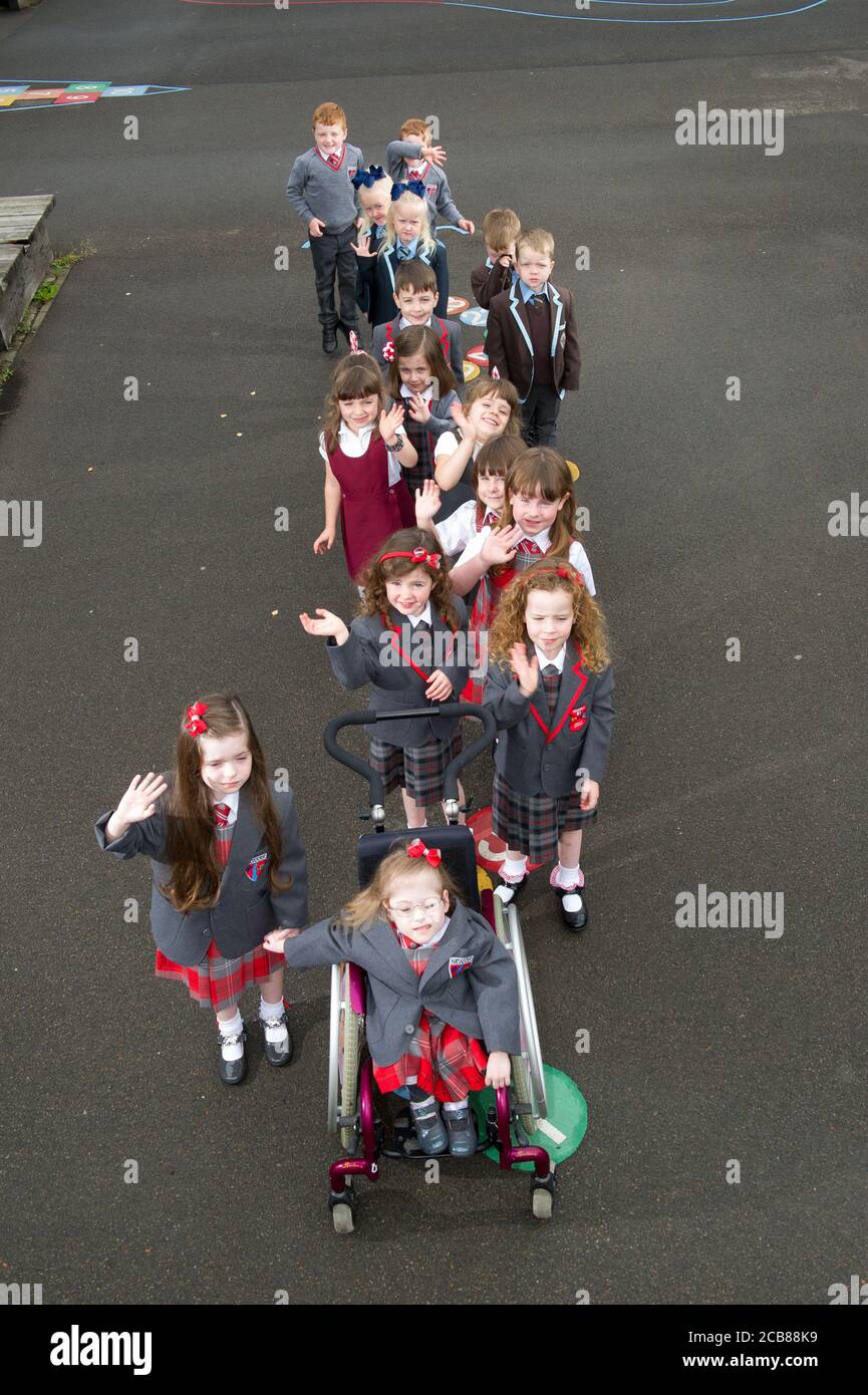 Port Glasgow, Scotland, UK. 11th Aug, 2020. Pictured: Eight sets of twins start school in Inverclyde Eight sets of twins are set to start their first day of school in Inverclyde. Names: (top - bottom) Connor & John Branchfield; Alice & Penny Beer; Benn & Josh Cairns; Lola & Malena Perez Malone; Aria & Isla McLaughlin; Eva & Iona Metcalf; Kali & Lianna Ptolomey. Credit: Colin Fisher/Alamy Live News Stock Photo