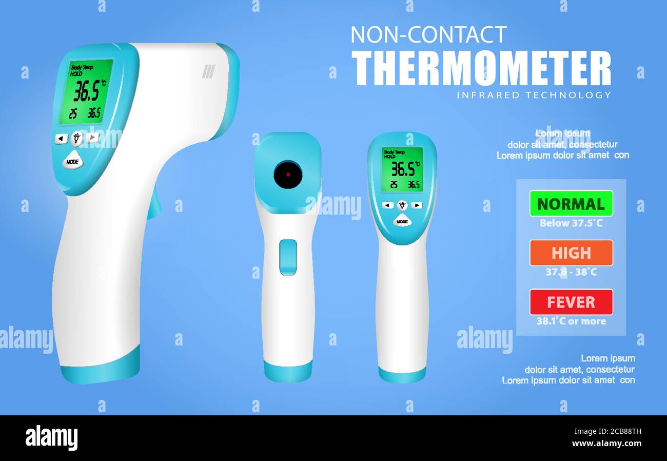 set of non contact thermometer or infrared thermometer gun or