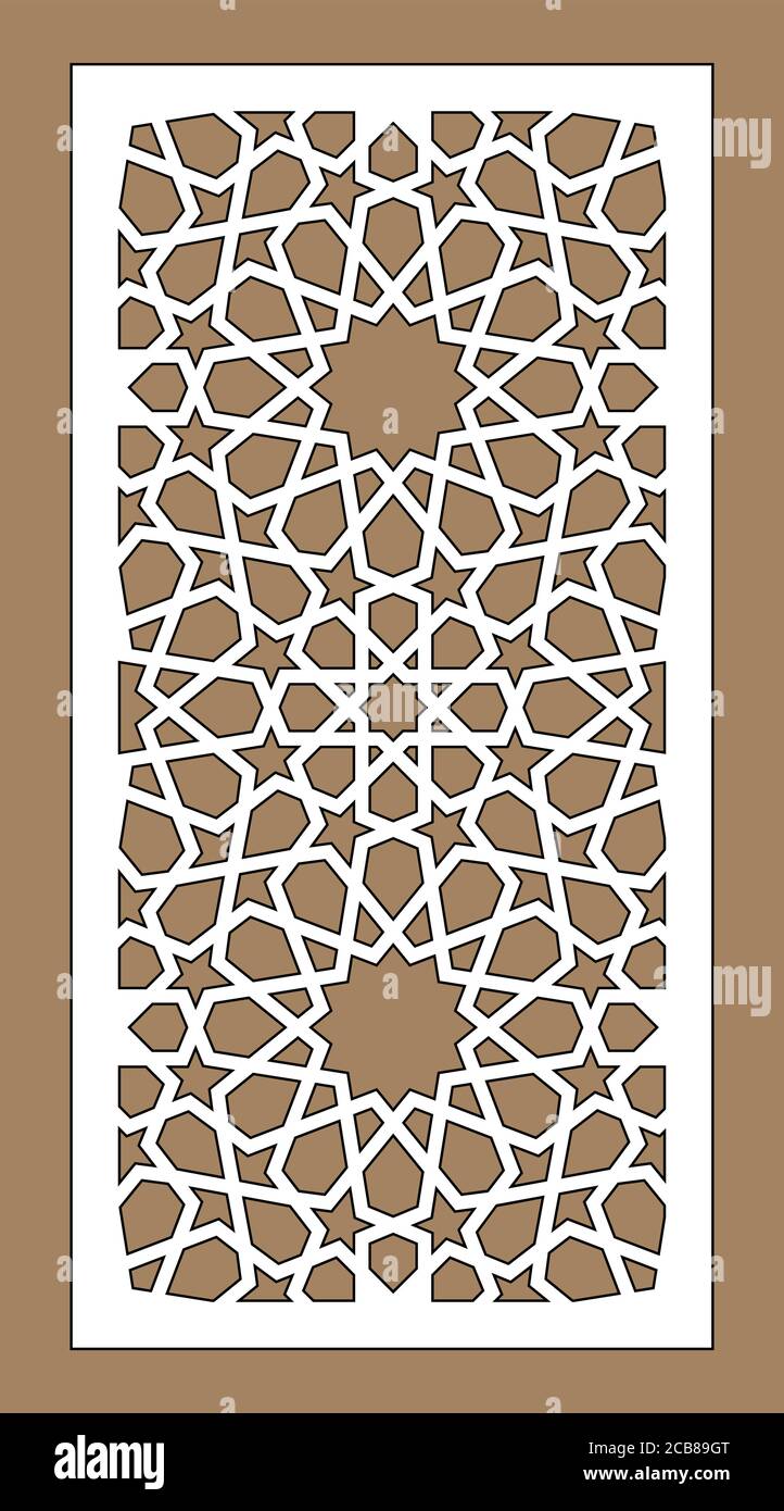 Arabesque vector panel. Laser cutting. Template for interior partition in arabic style. Arabesque cnc screen, panel Stock Vector