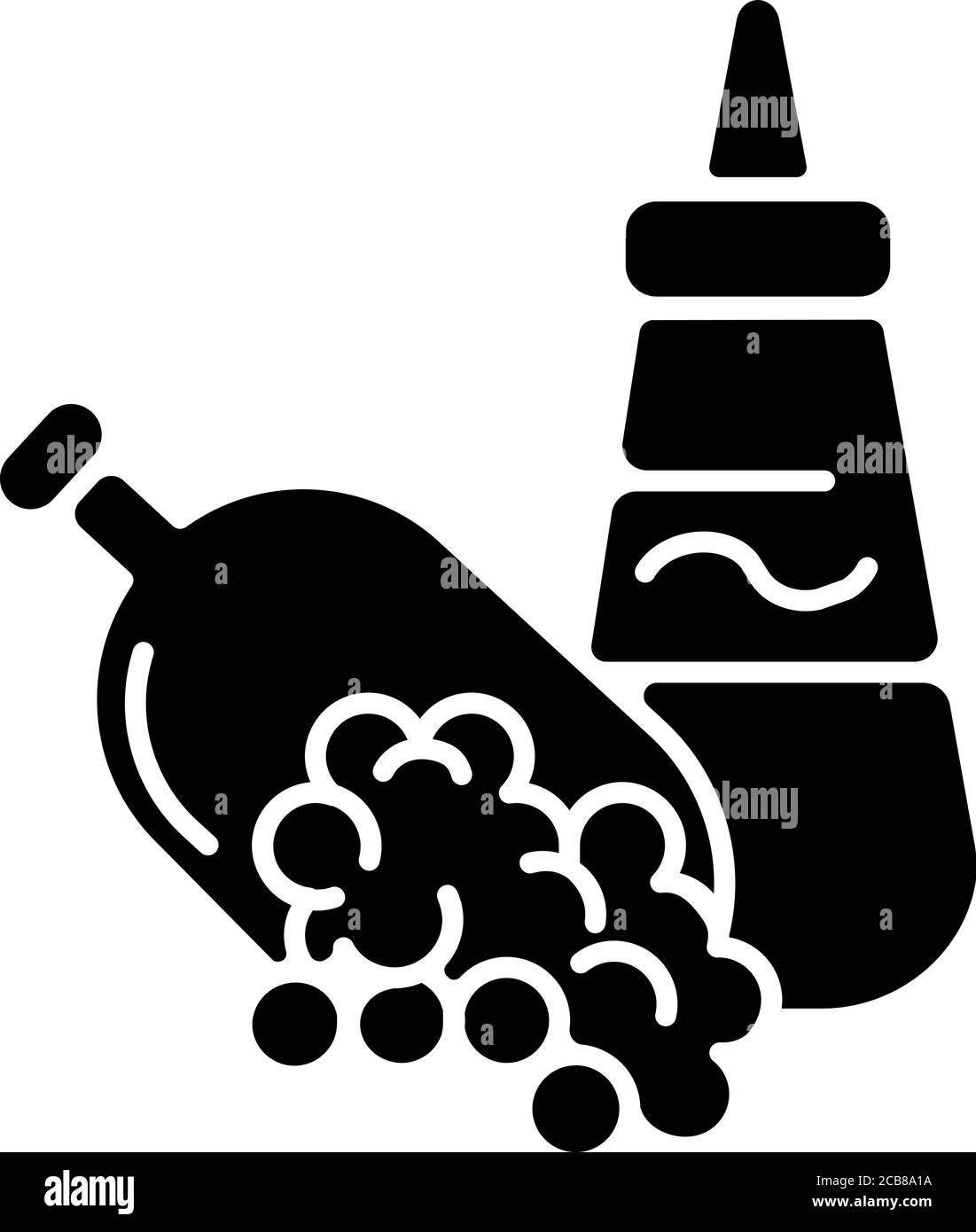 Mustard seeds black glyph icon. Mustard sauce. Pickling ingredient. Food seasoning. Natural supplement. Cooking condiment. Silhouette symbol on white Stock Vector