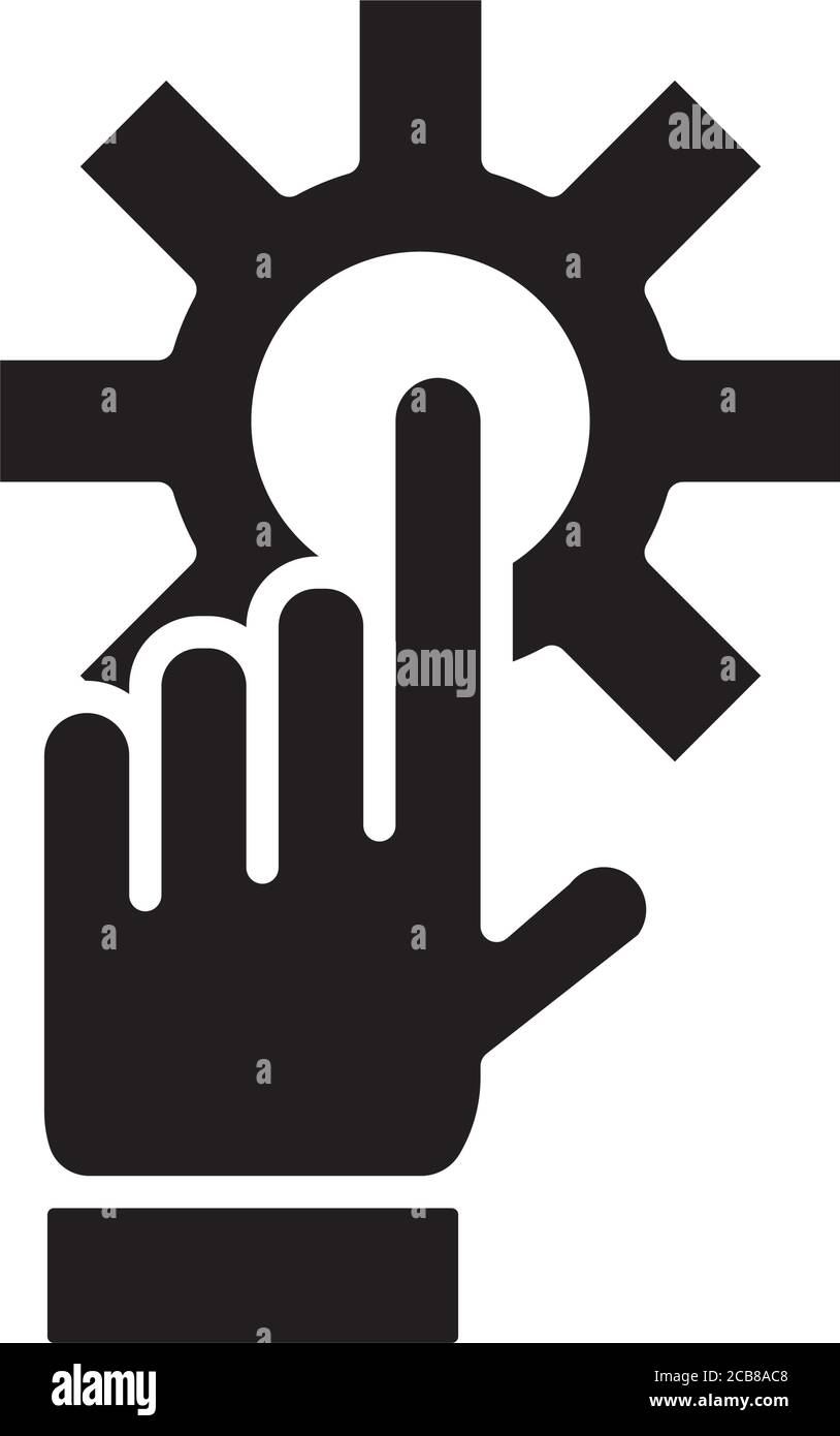 gear settings machine with hand indexing silhouette style icon vector ...