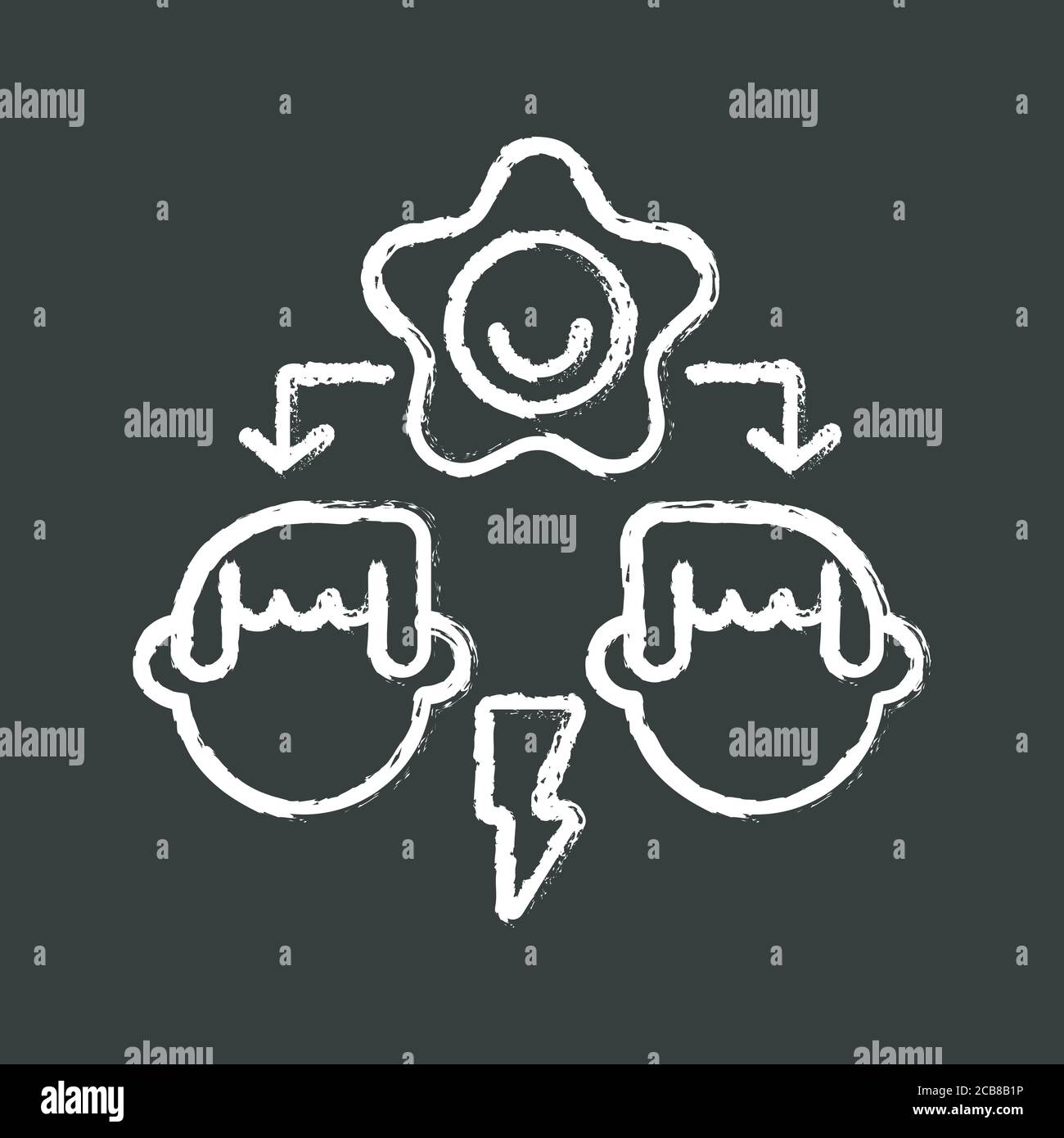 Conflict resolution chalk white icon on black background. Communication skills, problem solving, reconciliation. Family therapy, consultation service. Stock Vector