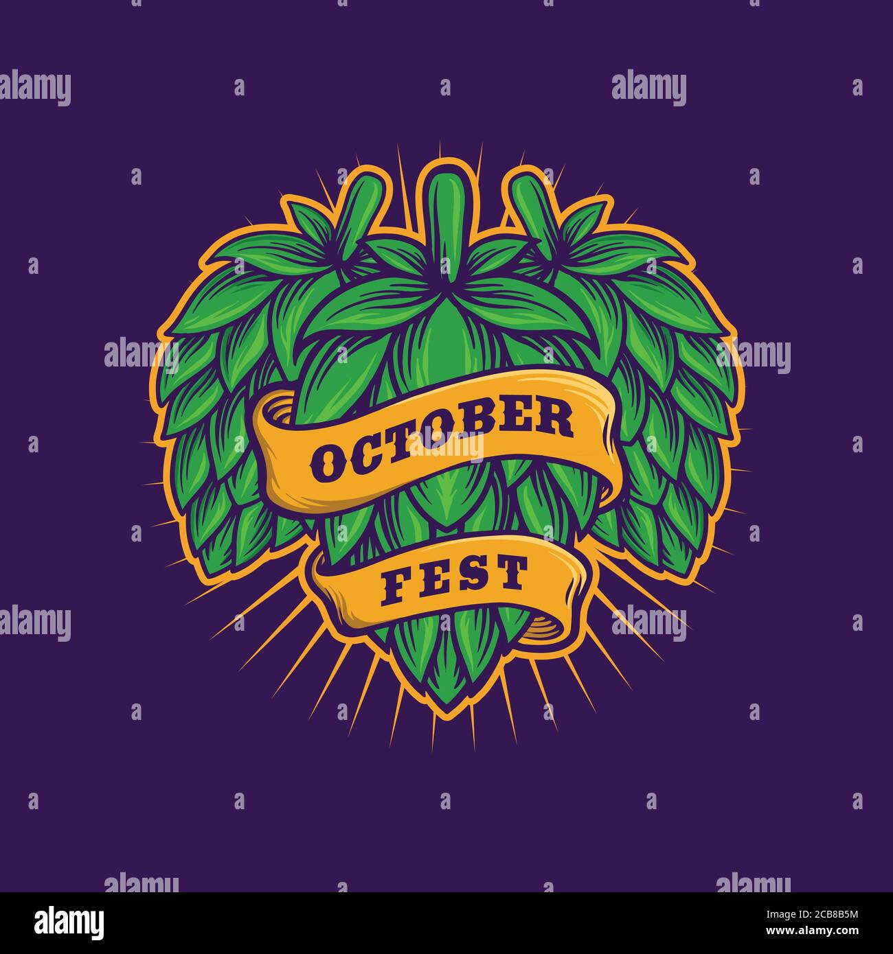 Brewery Beer With October Fest Ribbon Template Vintage Stock Vector ...