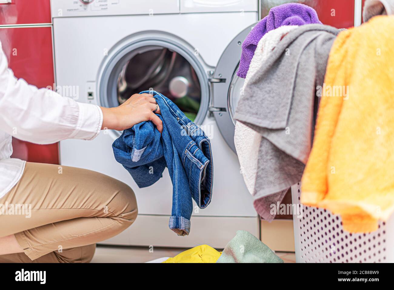 Preparing the wash cycle Stock Photo Alamy