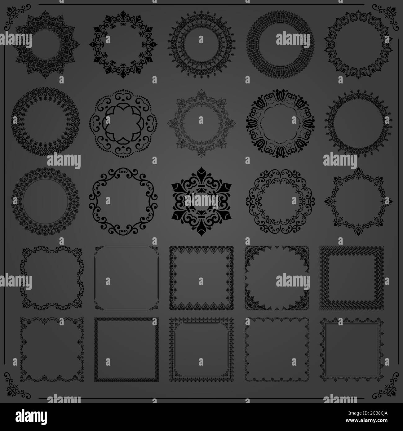 Vintage Set of Horizontal, Square and Round Elements Stock Photo - Alamy