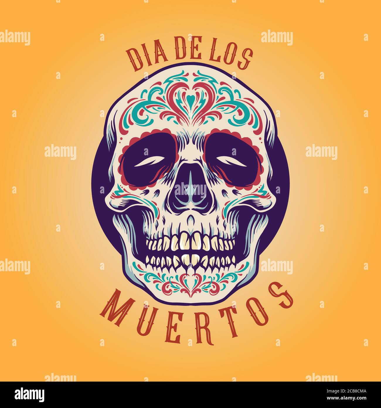 Mexican Sugar skull Dia De Los Muertos Illustrations for merchandise ...