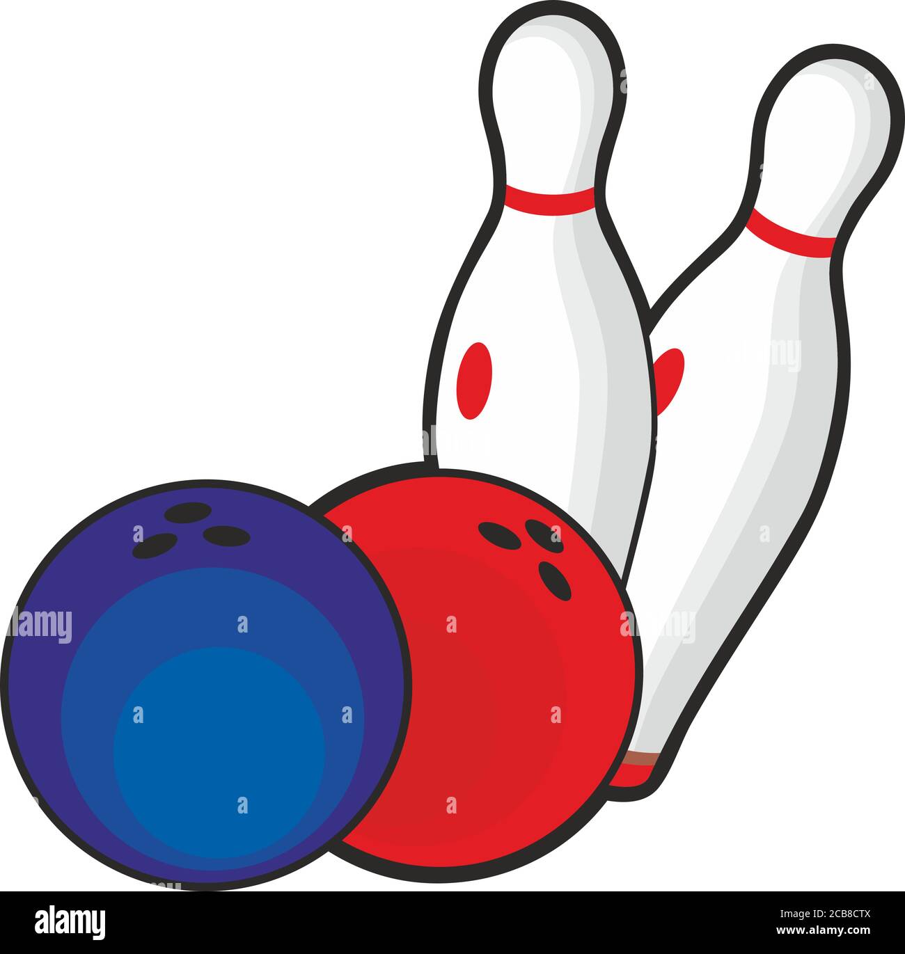 Bowling, balls and bowling pins vector image Stock Vector