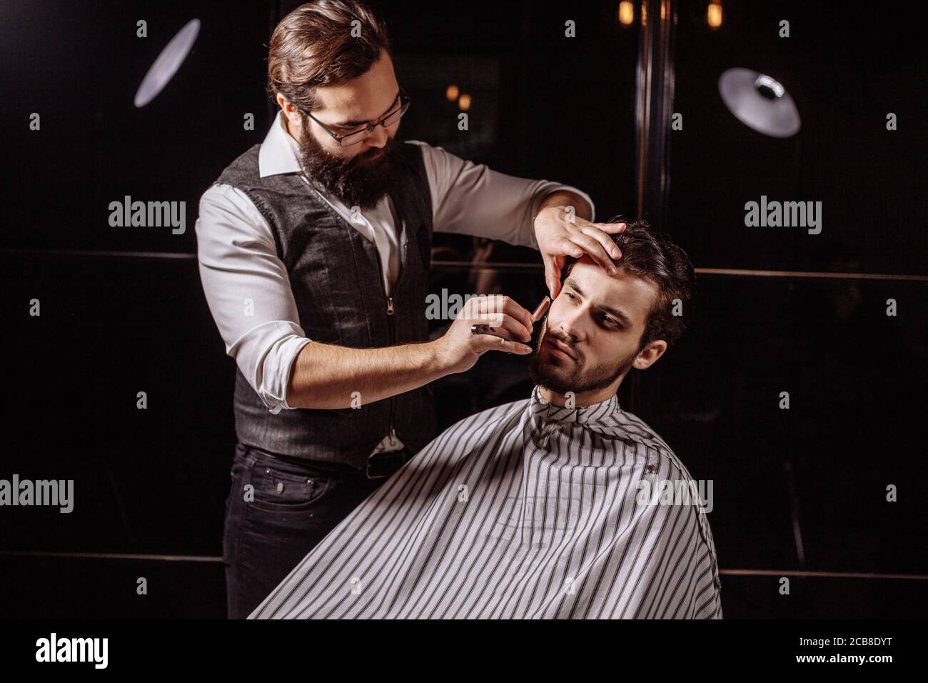 Hair stylist bdsm salon shave
