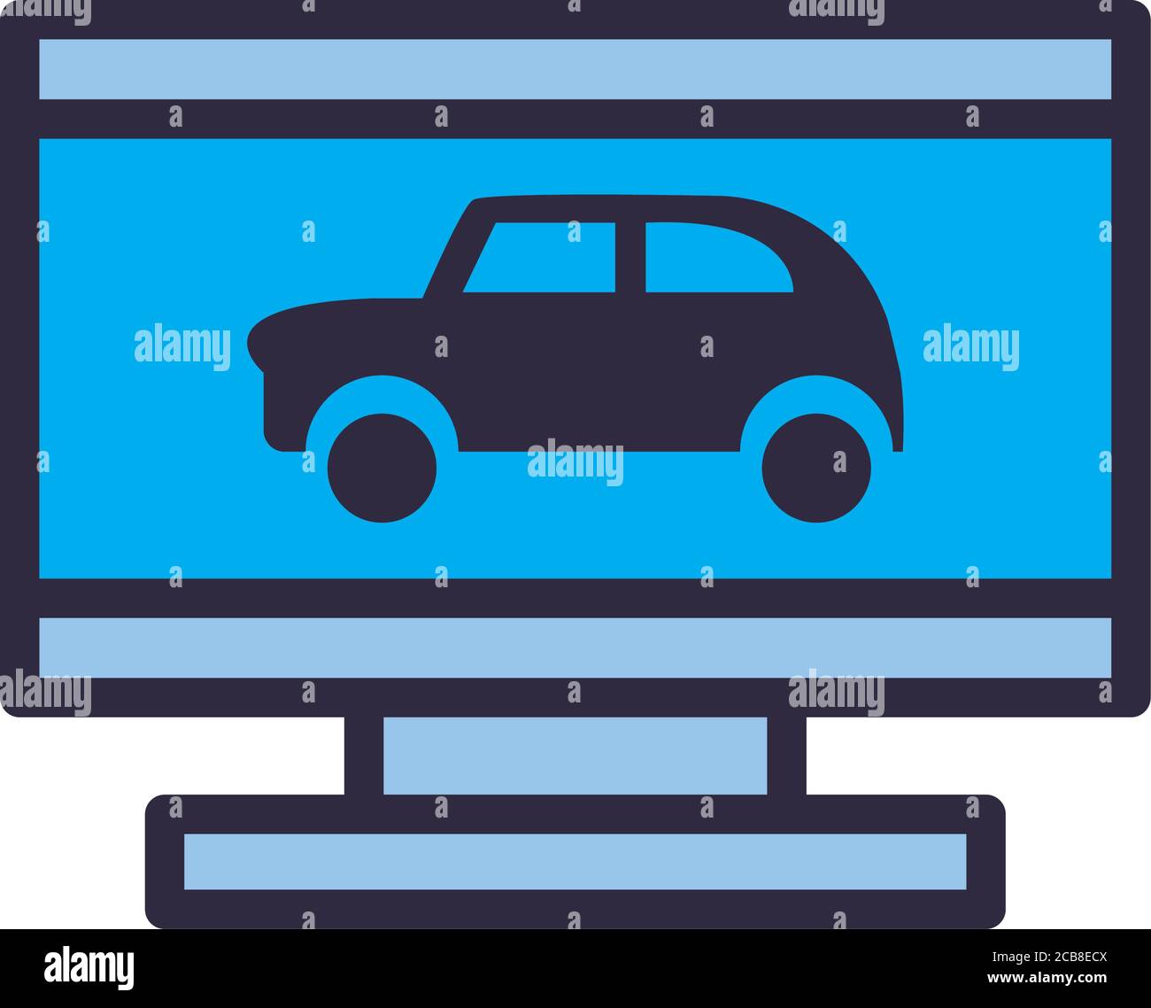 car in computer line and fill style icon design, Repair service and ...