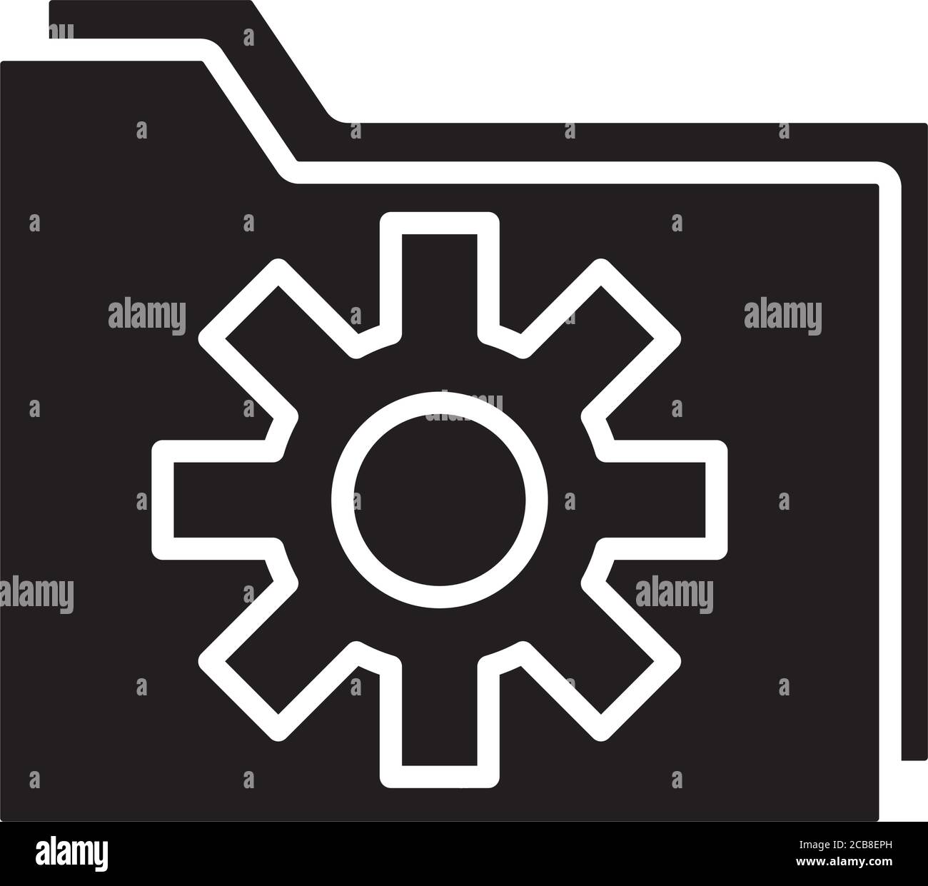 folder with gear settings machine silhouette style icon vector illustration design Stock Vector