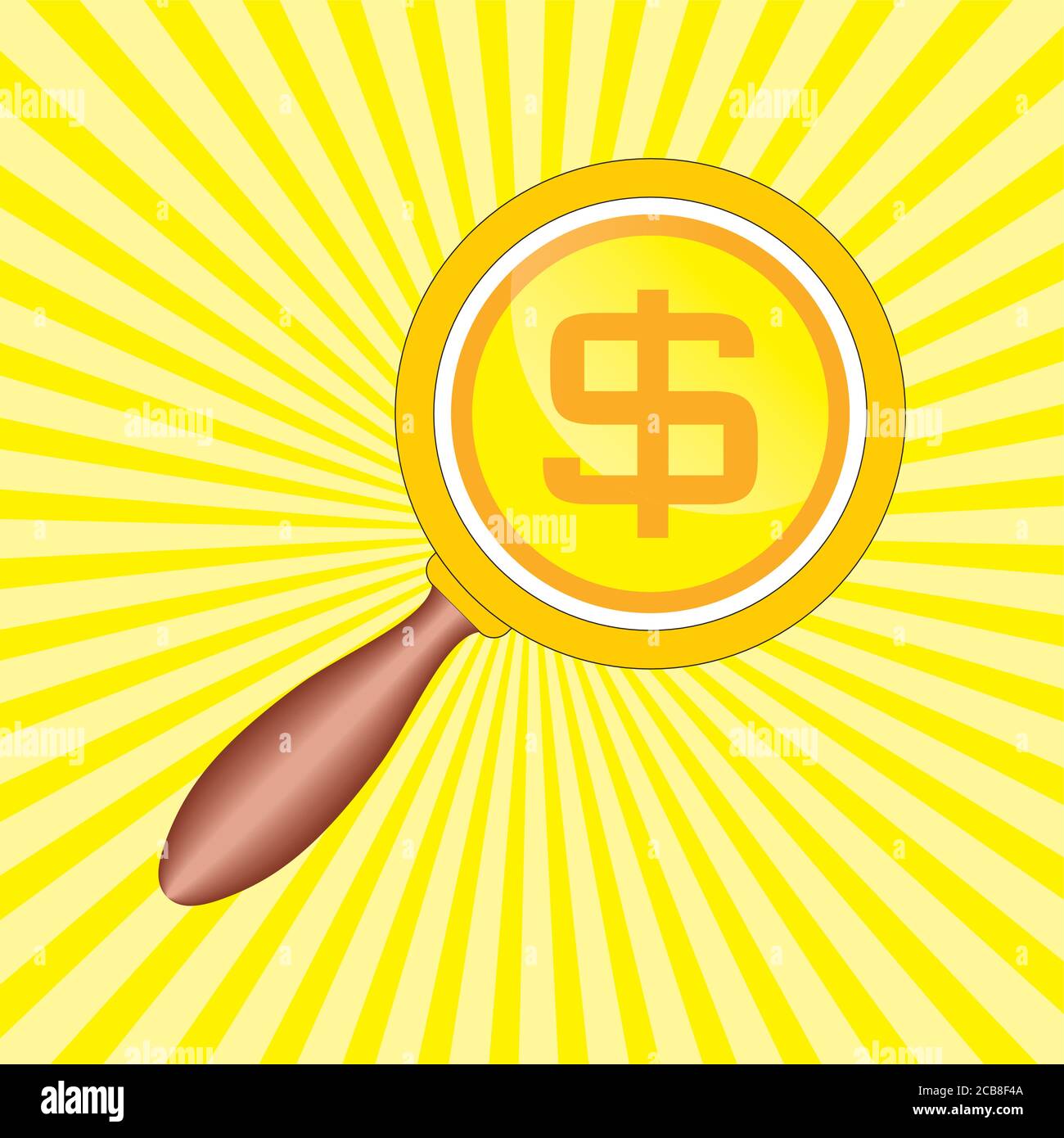Magnifying glass with dollar sign. A magnifying glass to look for money