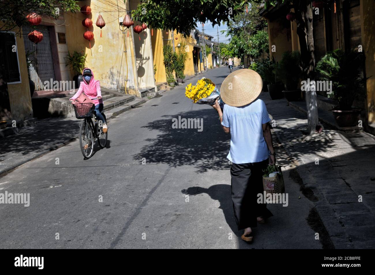 Hoi An street early in the morning, Vietnam Stock Photo