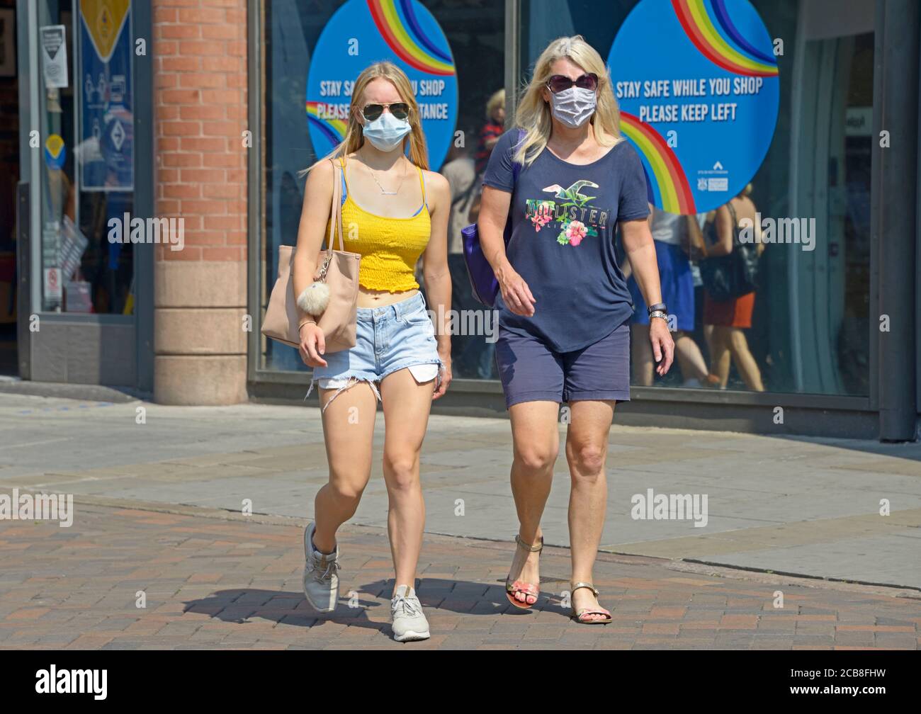 Attractive, Mother & daughter out shopping in Summer, post lockdown, Stock Photo