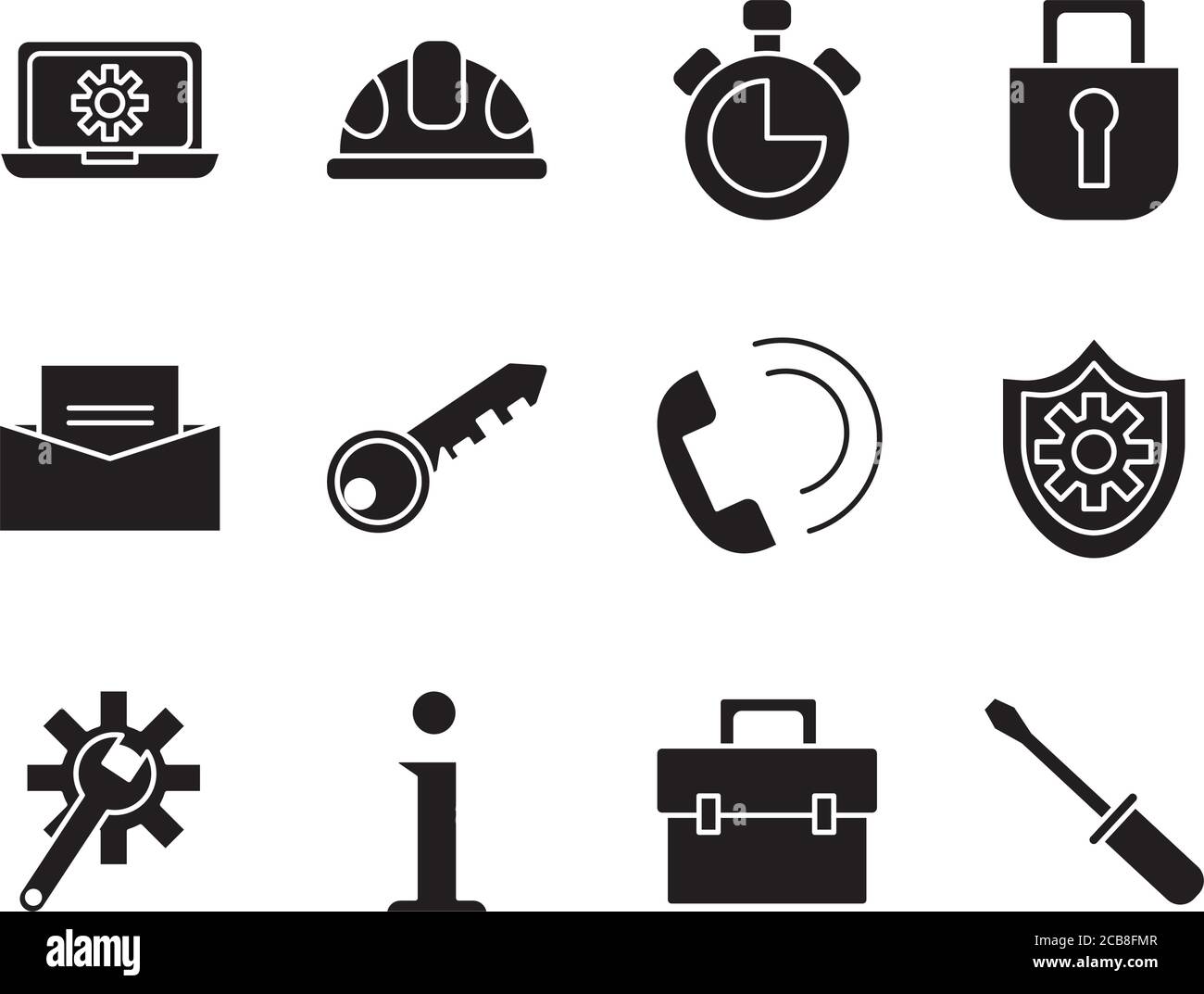 bundle of twelve technical service set icons vector illustration design Stock Vector
