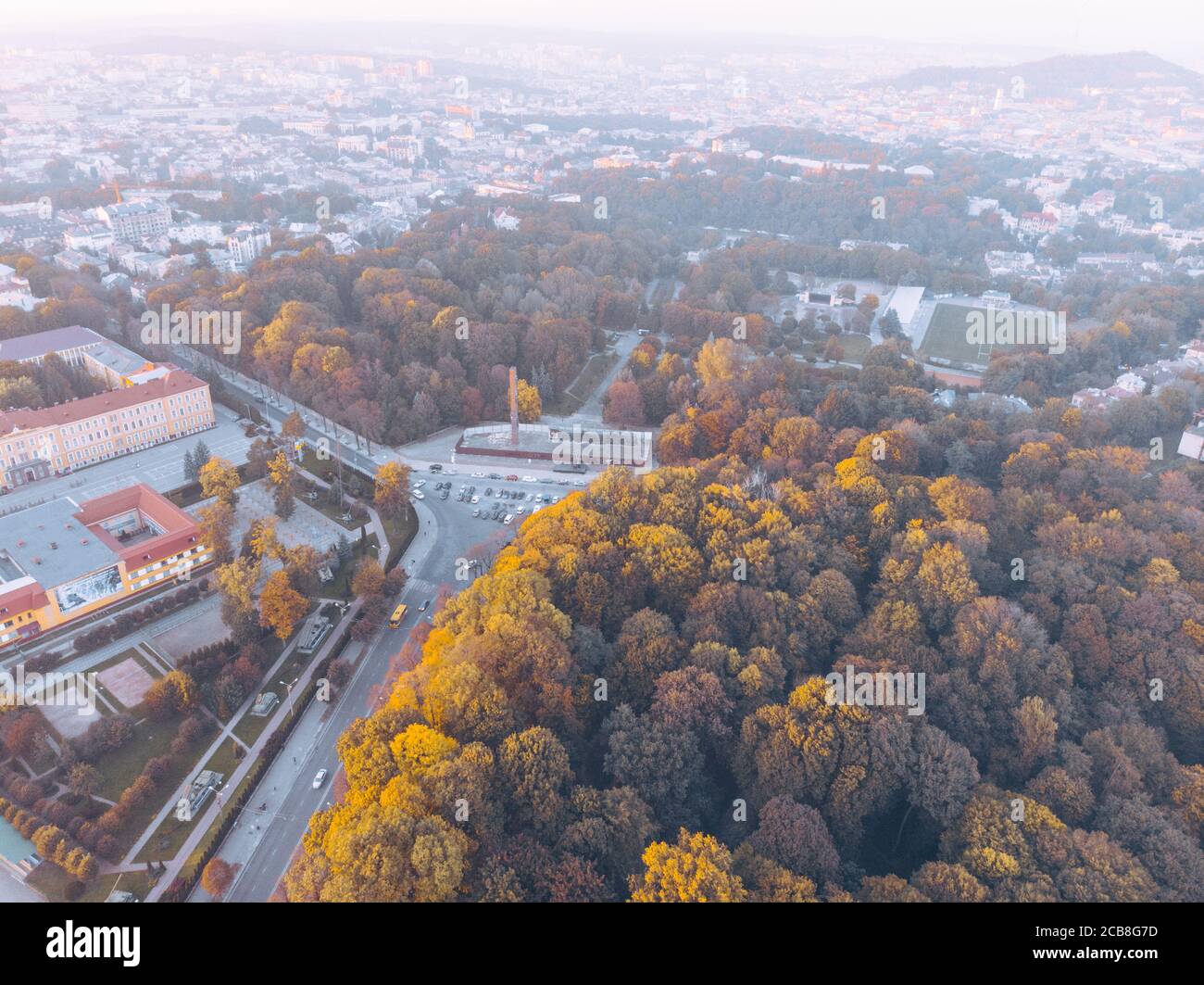 aerial view of autumn city park on sunset Stock Photo - Alamy
