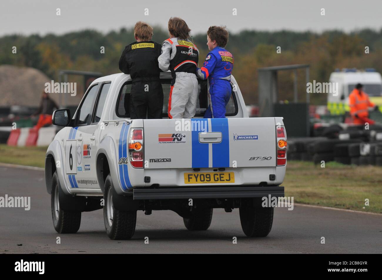 Williams F1 driver George Russell in his early Cadet Karting career. Stock Photo