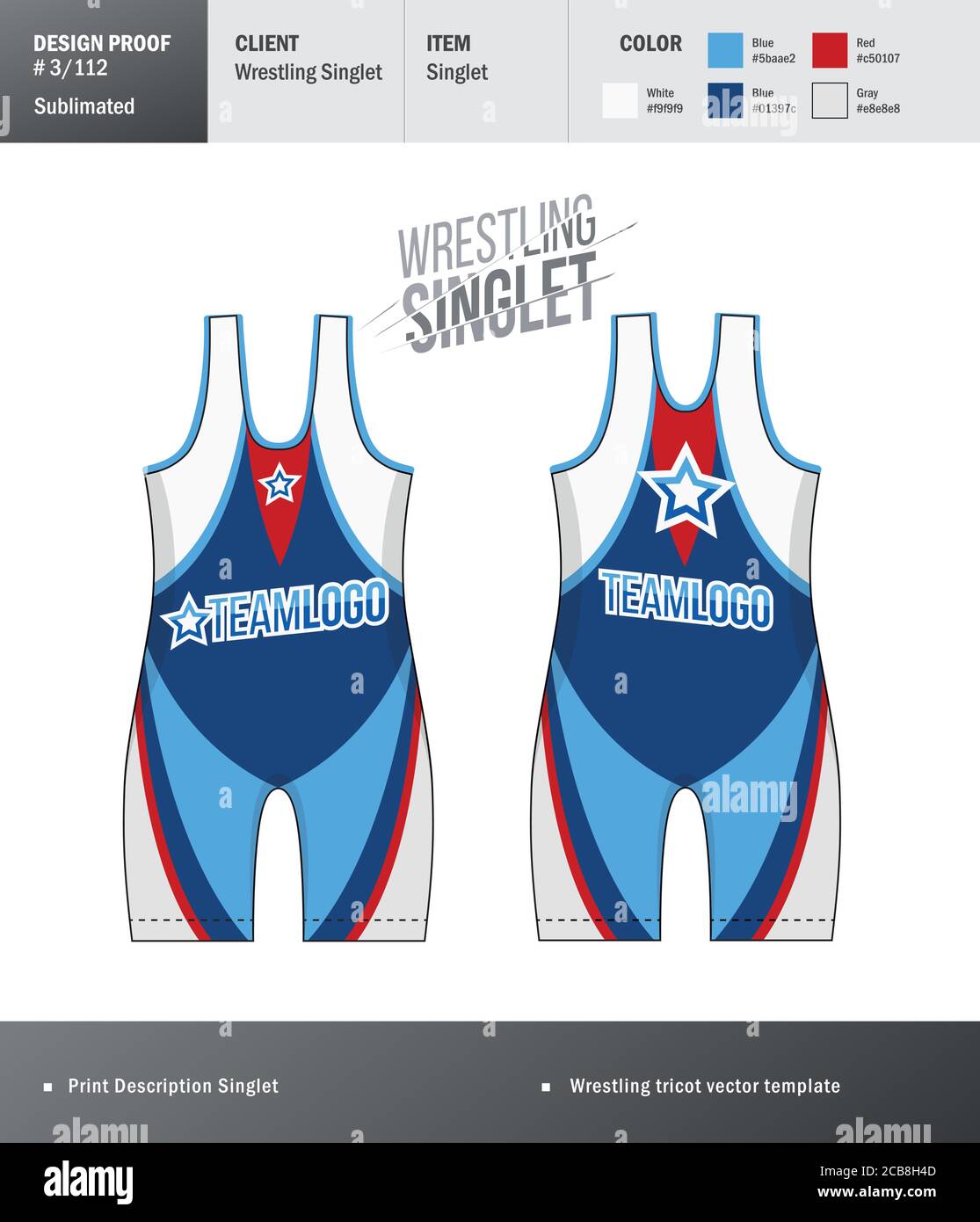 Singlet vector template. Wrestling tricot design template Stock Vector Singlet vector template. Wrestling tricot design template Stock Vector