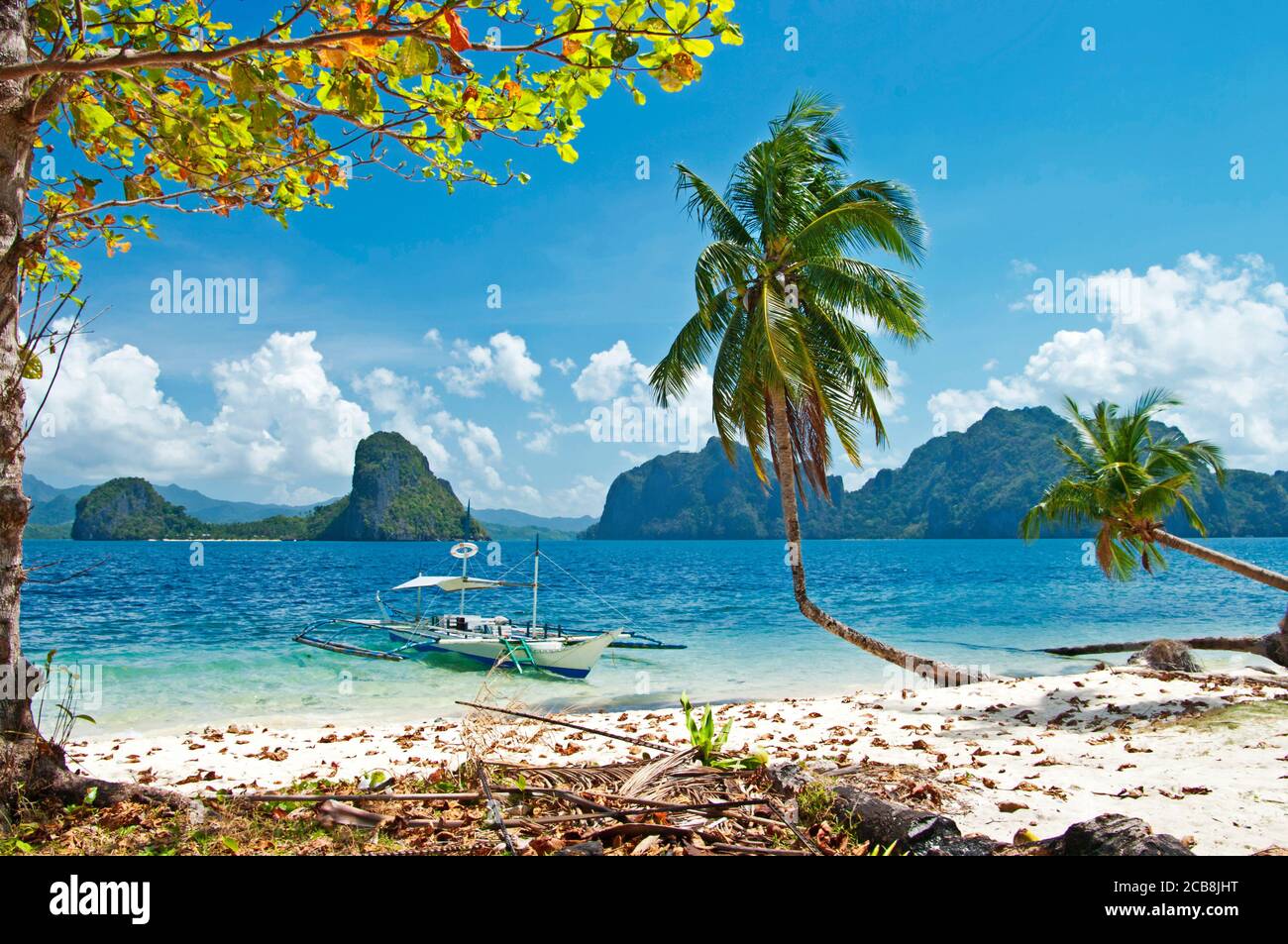 Splendid exotic nature of El nido, Palawan island, Philippines. Island hopping Boat trip Stock Photo