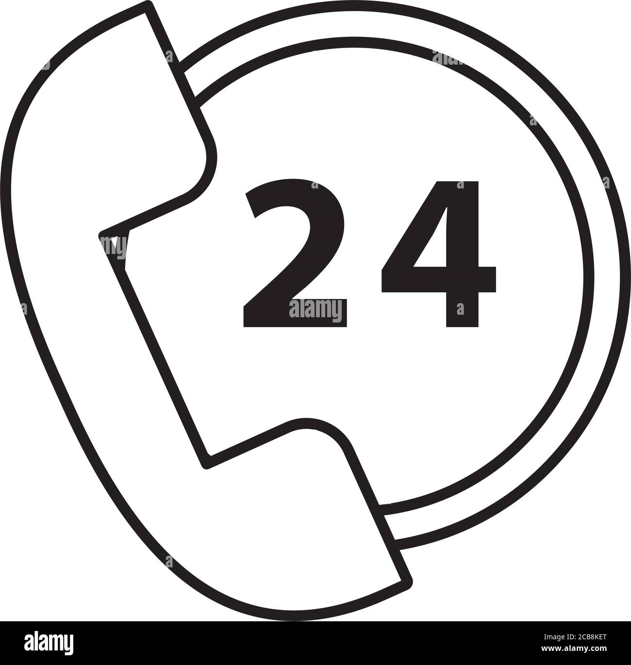 telephone with number 24 line style icon vector illustration design ...
