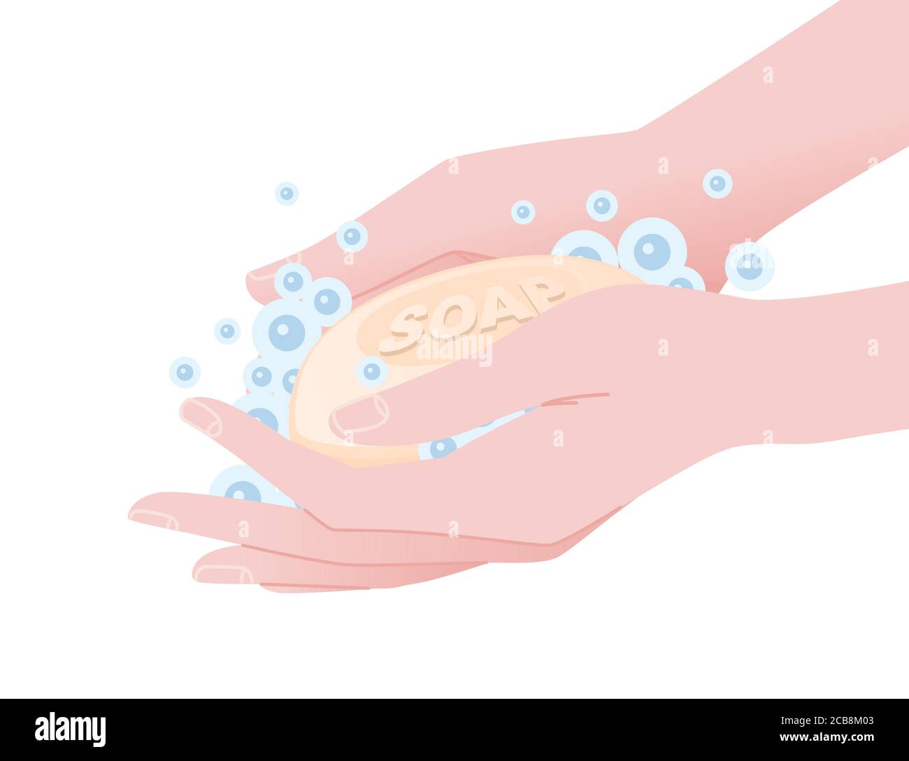 Illustration of person washing hands with soap bar water and bubbles ...