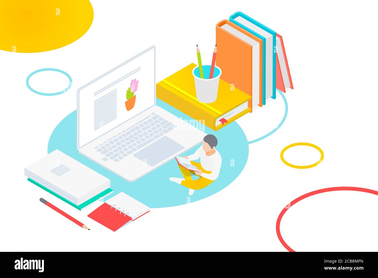 Media book online library concept. E-book, E-learning online, online university, knowledge isometric vector illustration Stock Vector